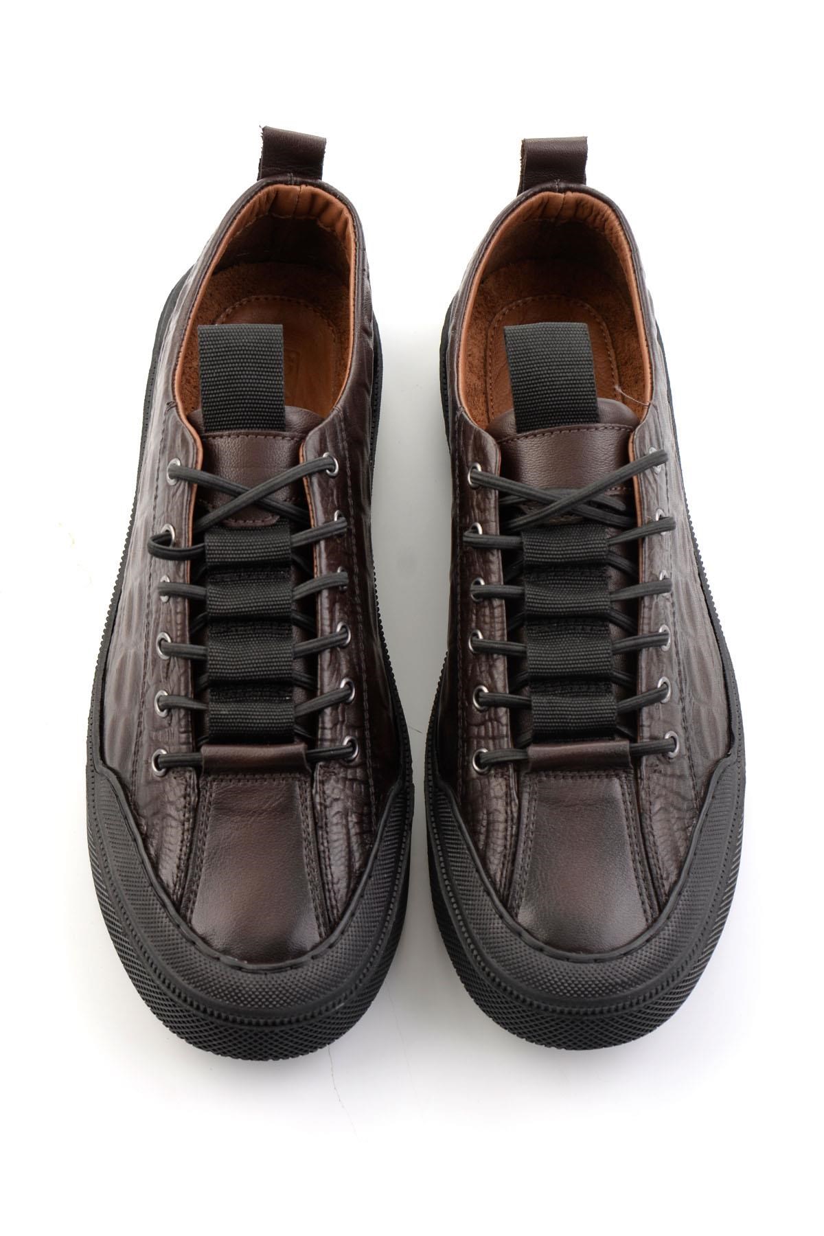 Kahve Hakiki Deri Erkek Sneaker E01900251044