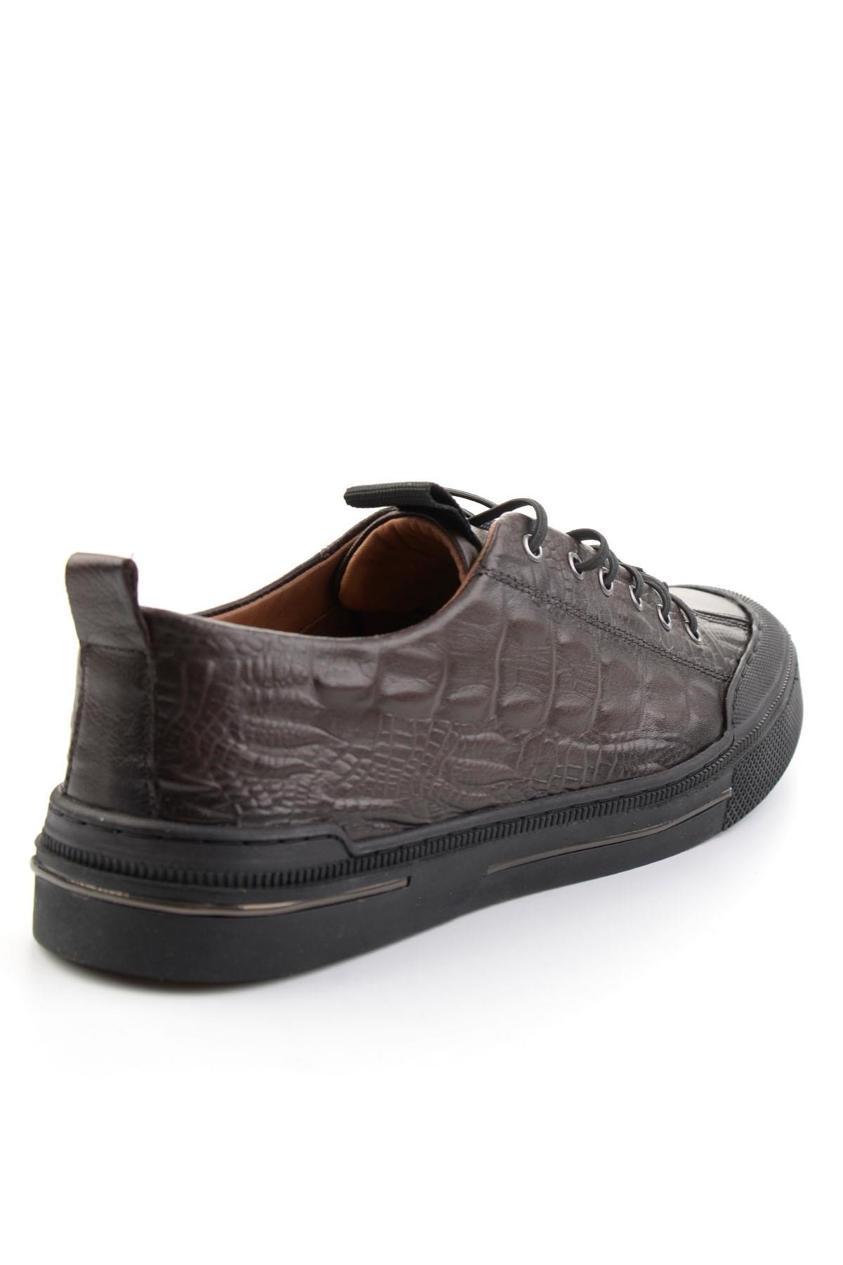 Kahve Hakiki Deri Erkek Sneaker E01900251044