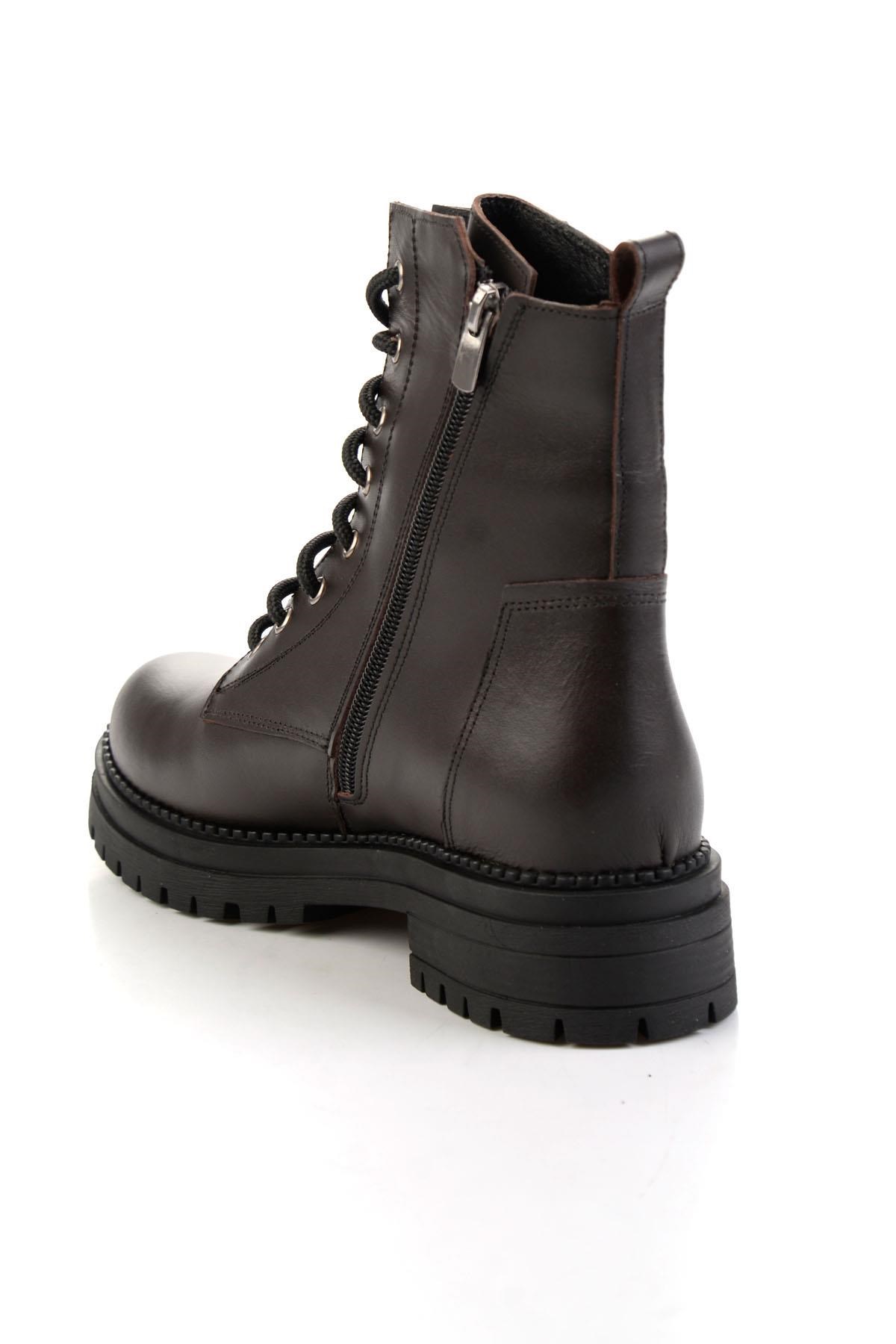 Kahve Hakiki Deri Kadın Bot & Bootie K02040451203