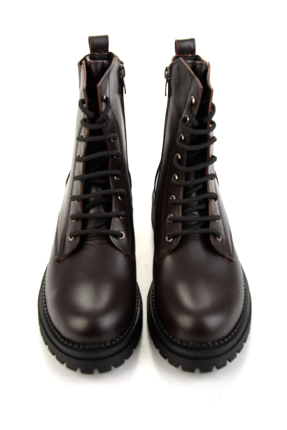 Kahve Hakiki Deri Kadın Bot & Bootie K02040451203