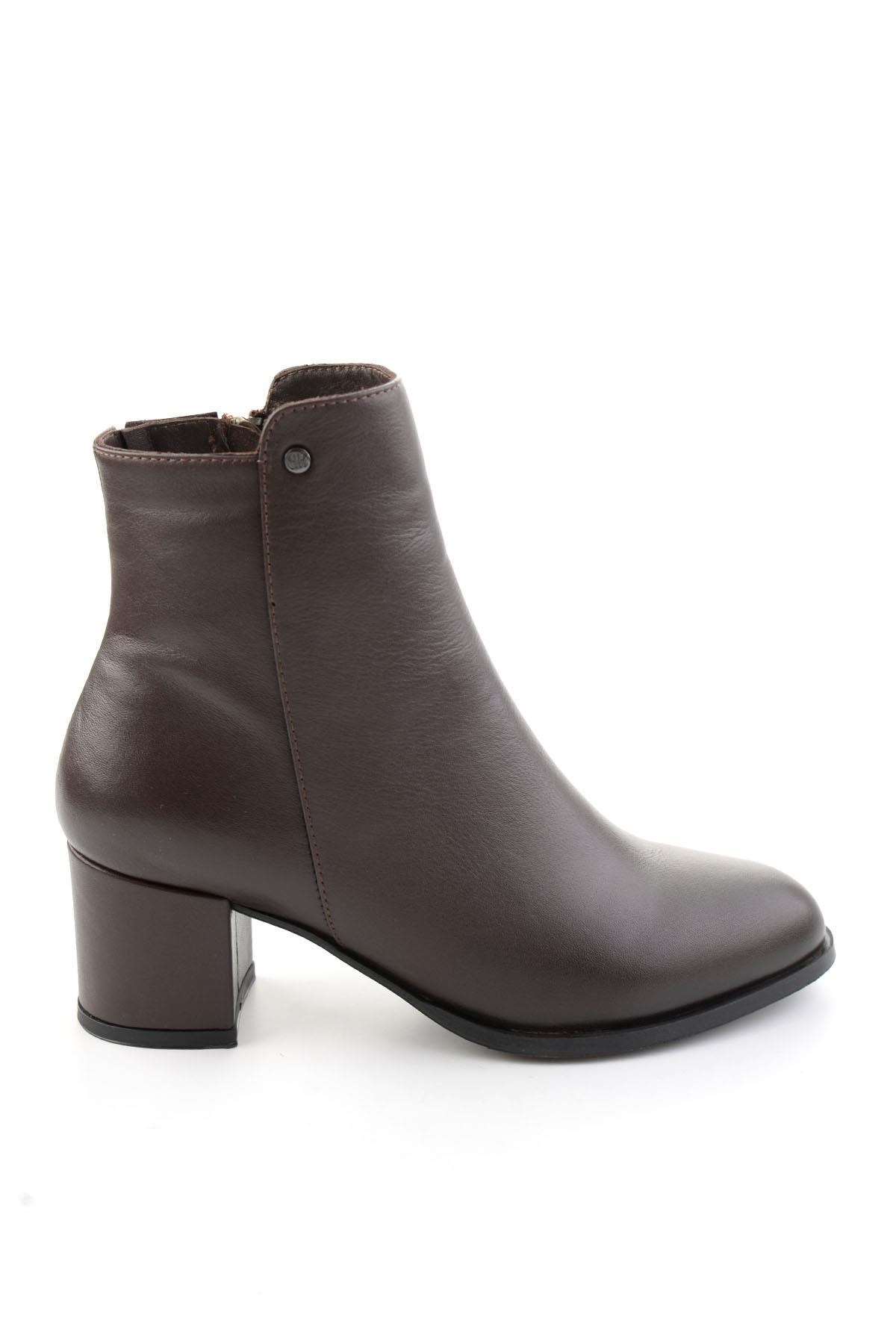 Kahve Hakiki Deri Kadın Bot & Bootie K02208020903