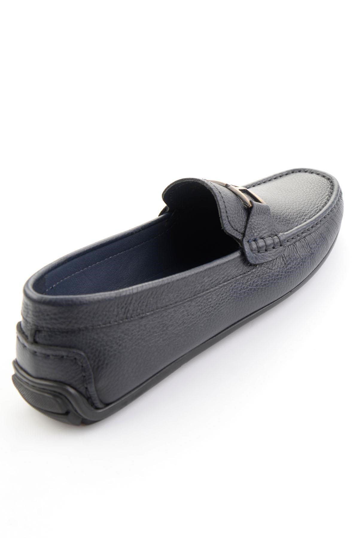 Lacivert Hakiki Deri Erkek Loafer Ayakkabı E01648599440