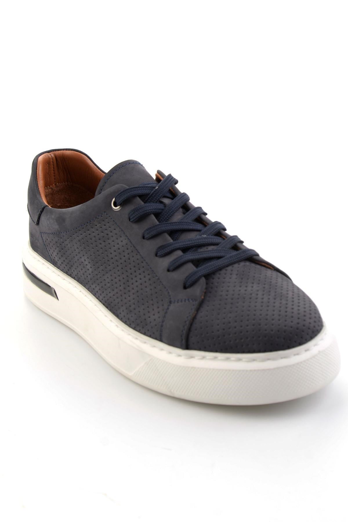 Lacivert Hakiki Deri Erkek Sneaker E01396200701