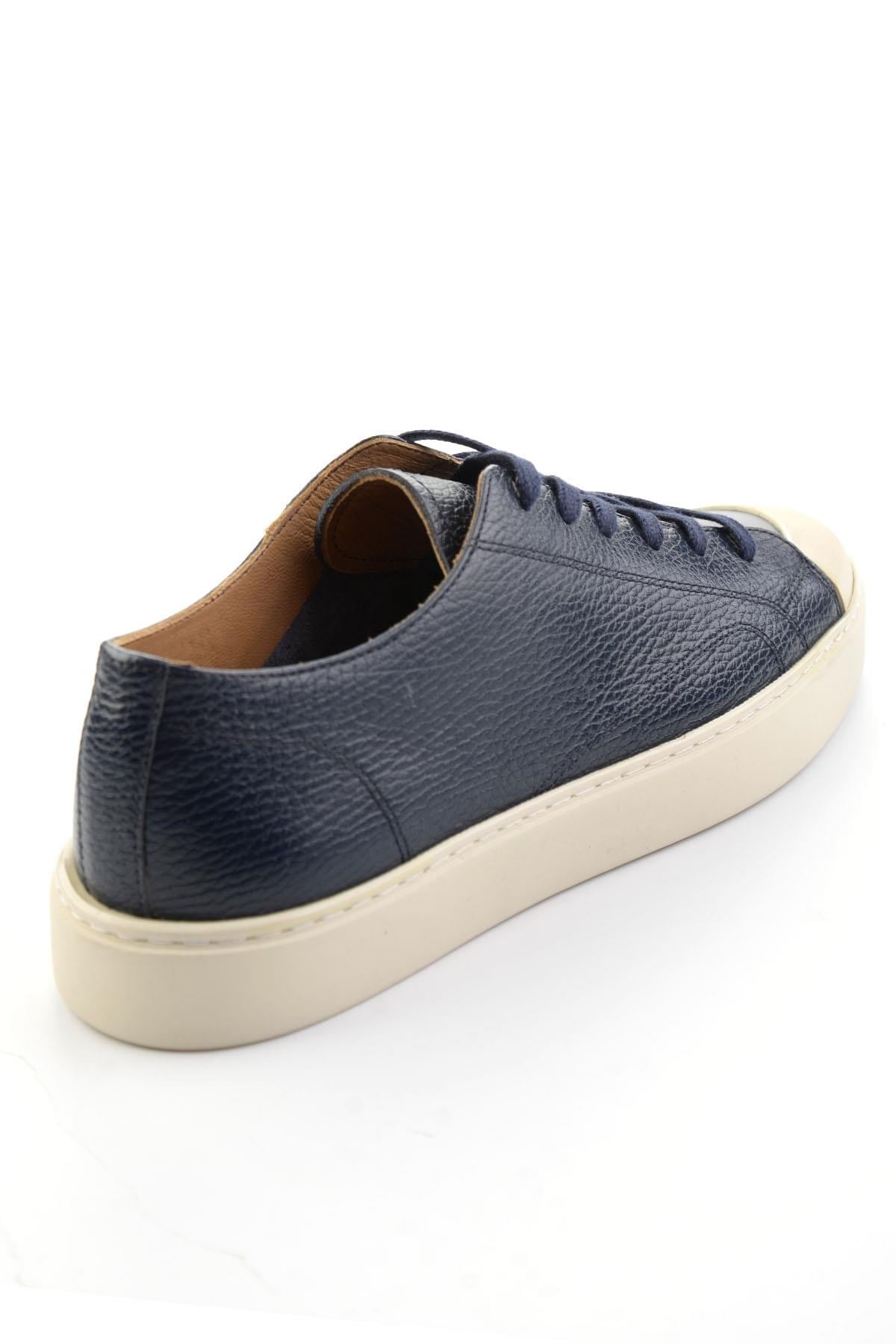 Lacivert Hakiki Deri Erkek Sneaker E01549003440
