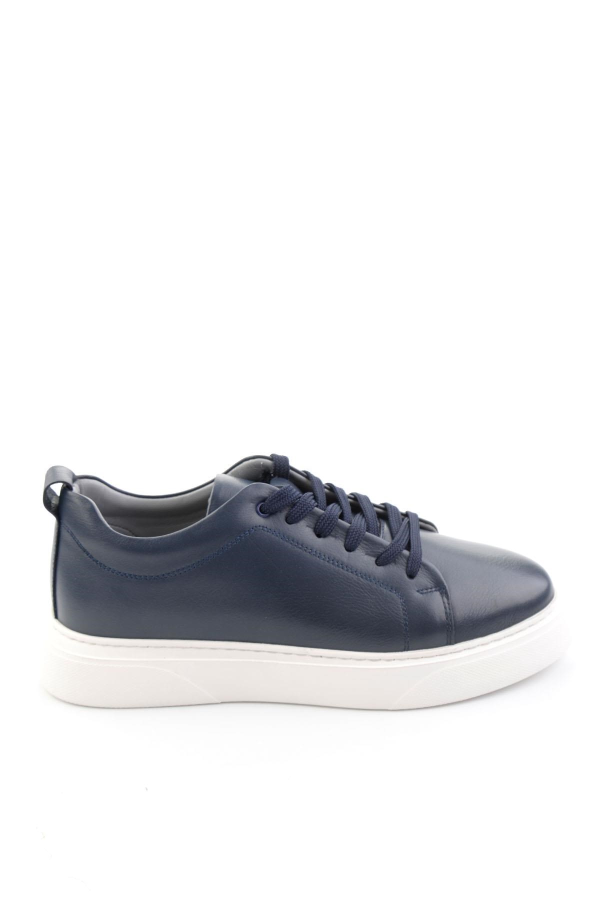 Lacivert Hakiki Deri Erkek Sneaker E01082102043