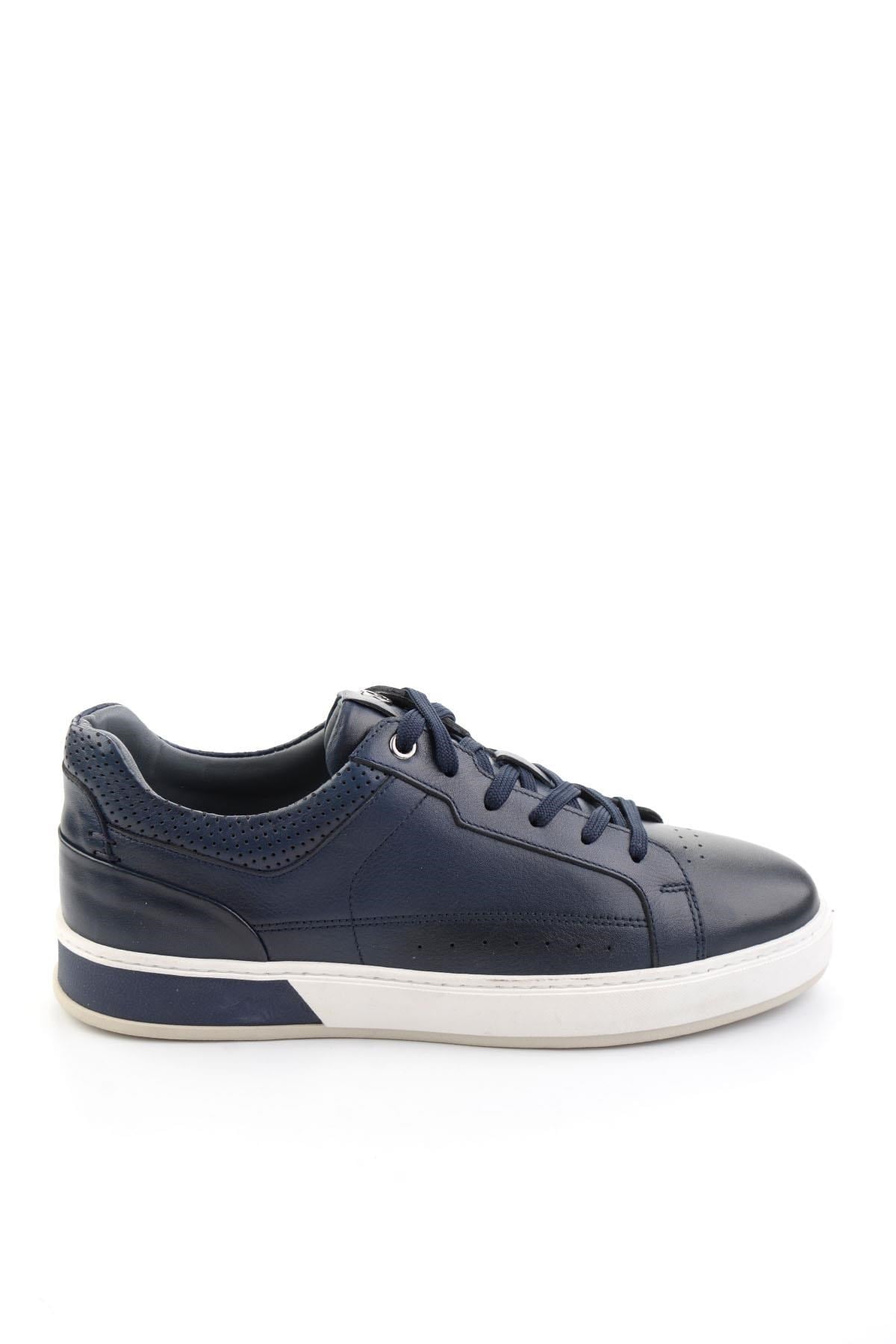 Lacivert Hakiki Deri Erkek Sneaker E01398008743