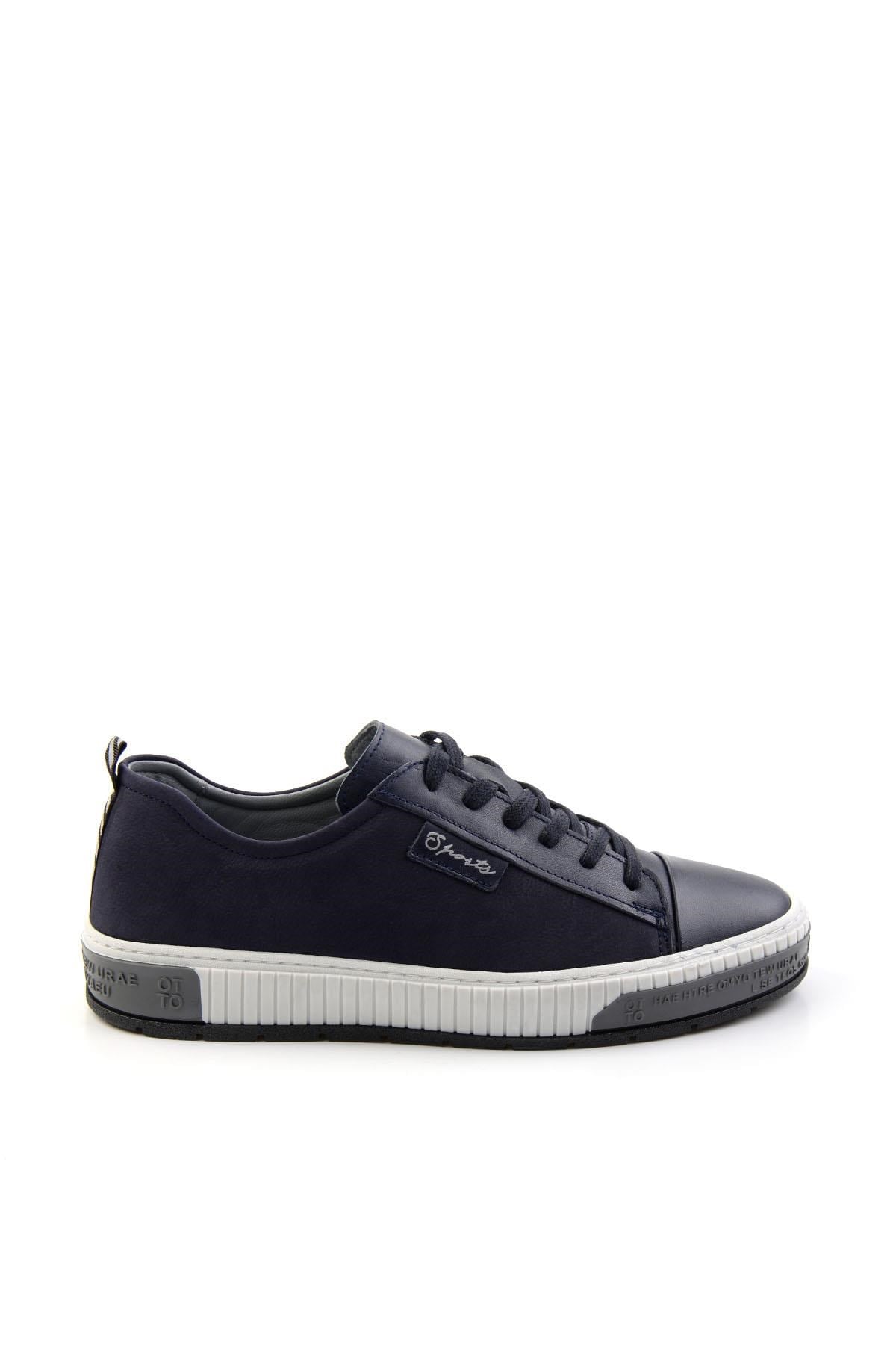 Lacivert Hakiki Deri Erkek Sneaker E01018033543