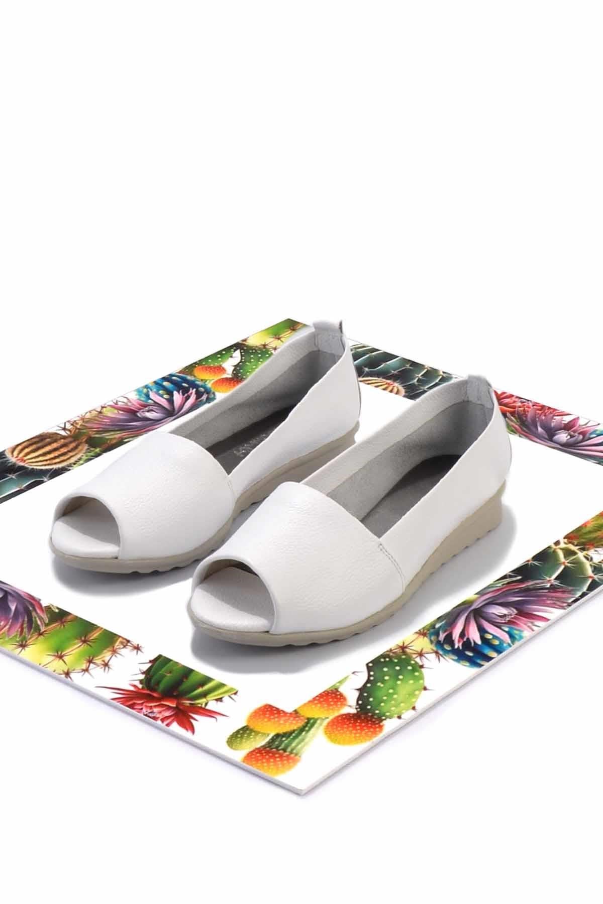 Mat Beyaz Hakiki Deri Kadın Espadril K01582664003