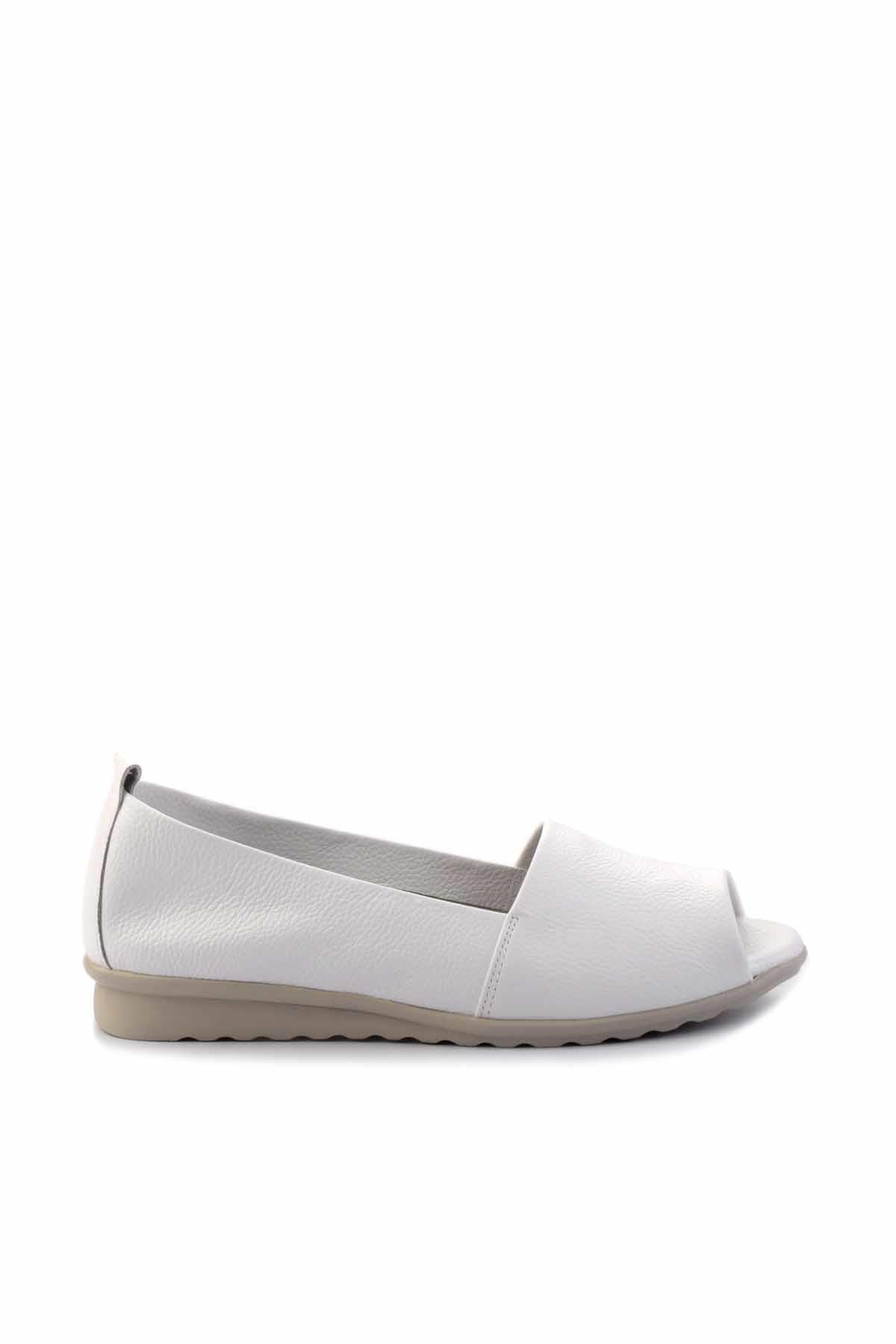 Mat Beyaz Hakiki Deri Kadın Espadril K01582664003
