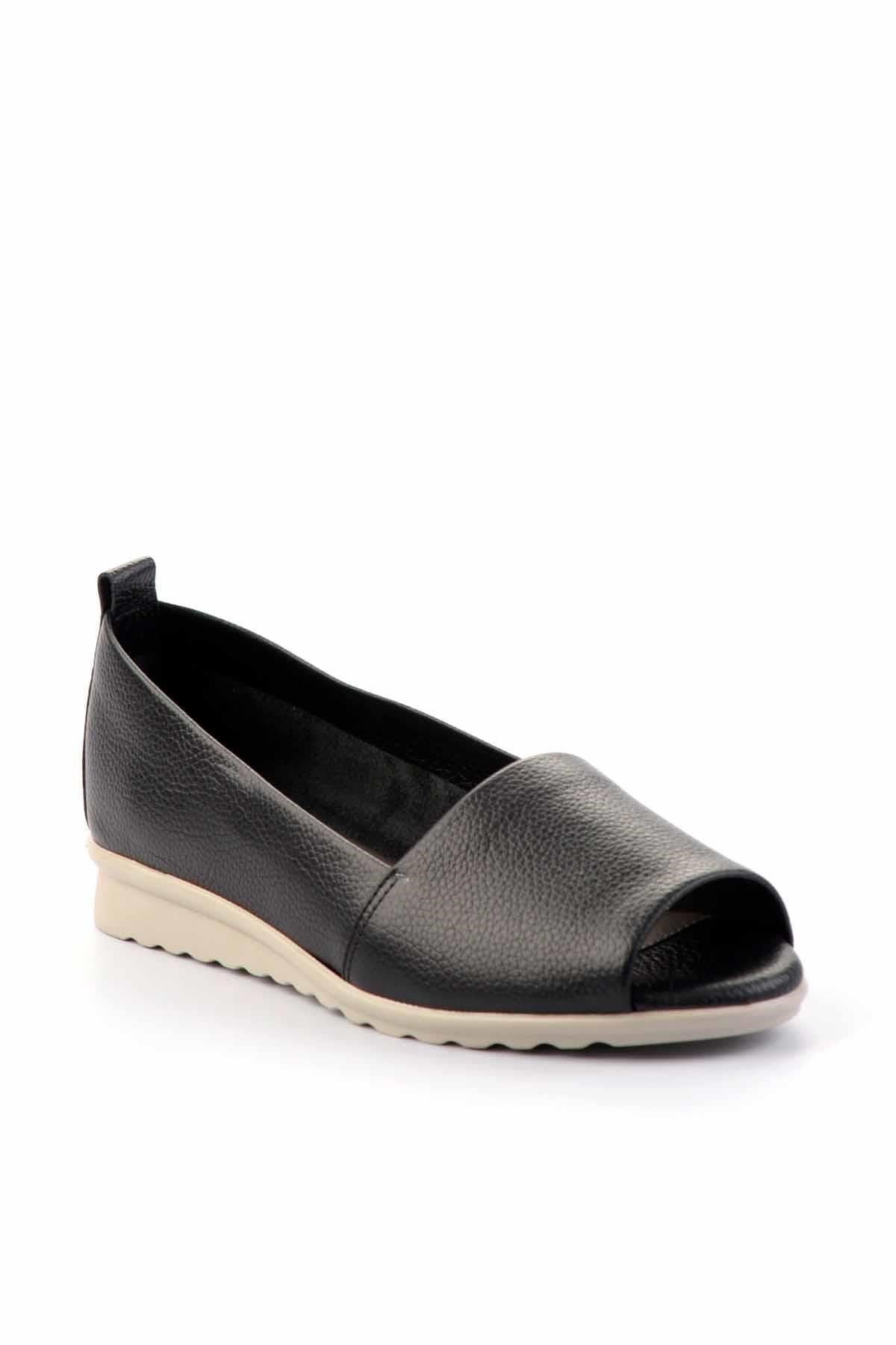 Mat Siyah Hakiki Deri Kadın Espadril K01582664003