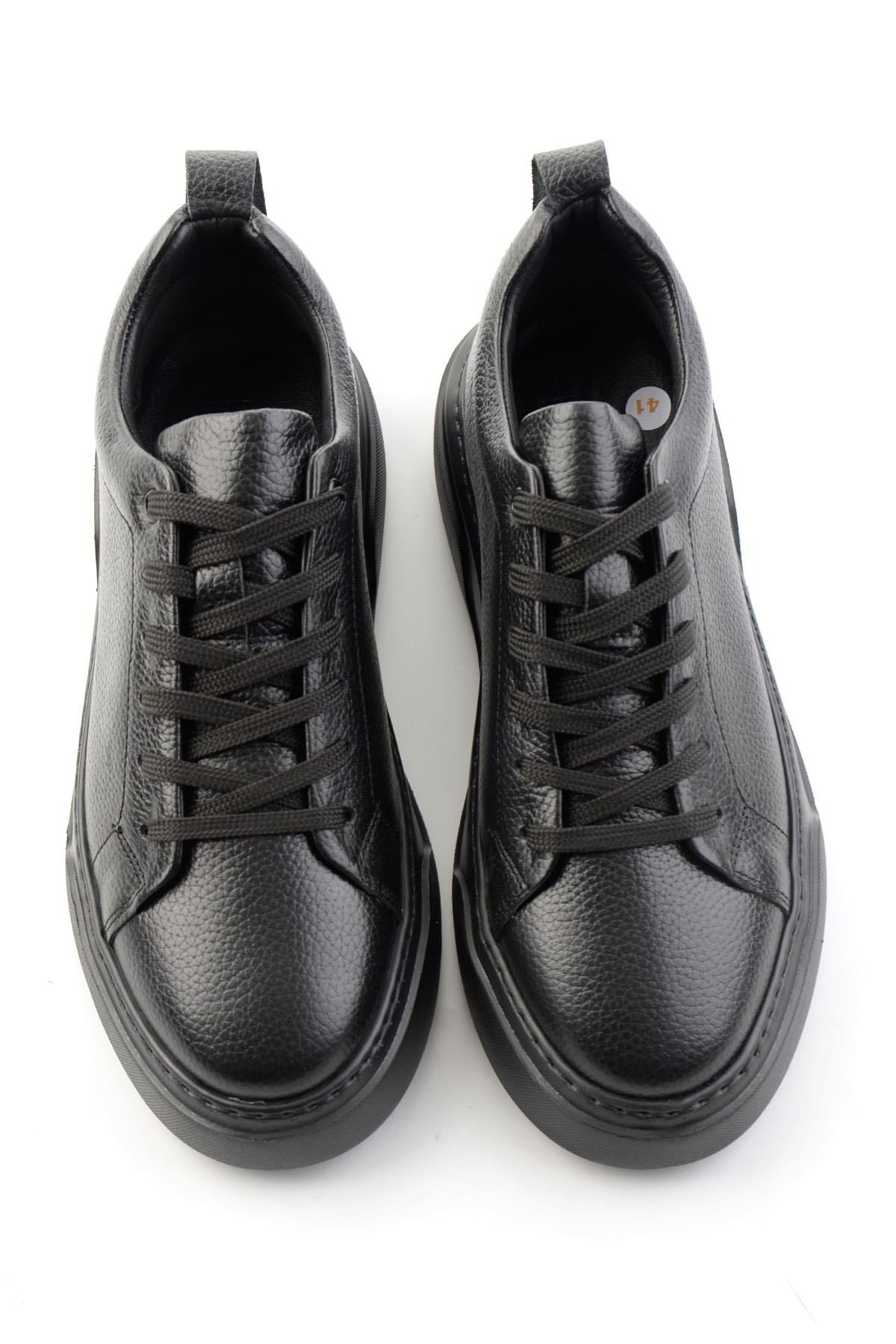 Siyah Floter Hakiki Deri Erkek Sneaker E01082020240