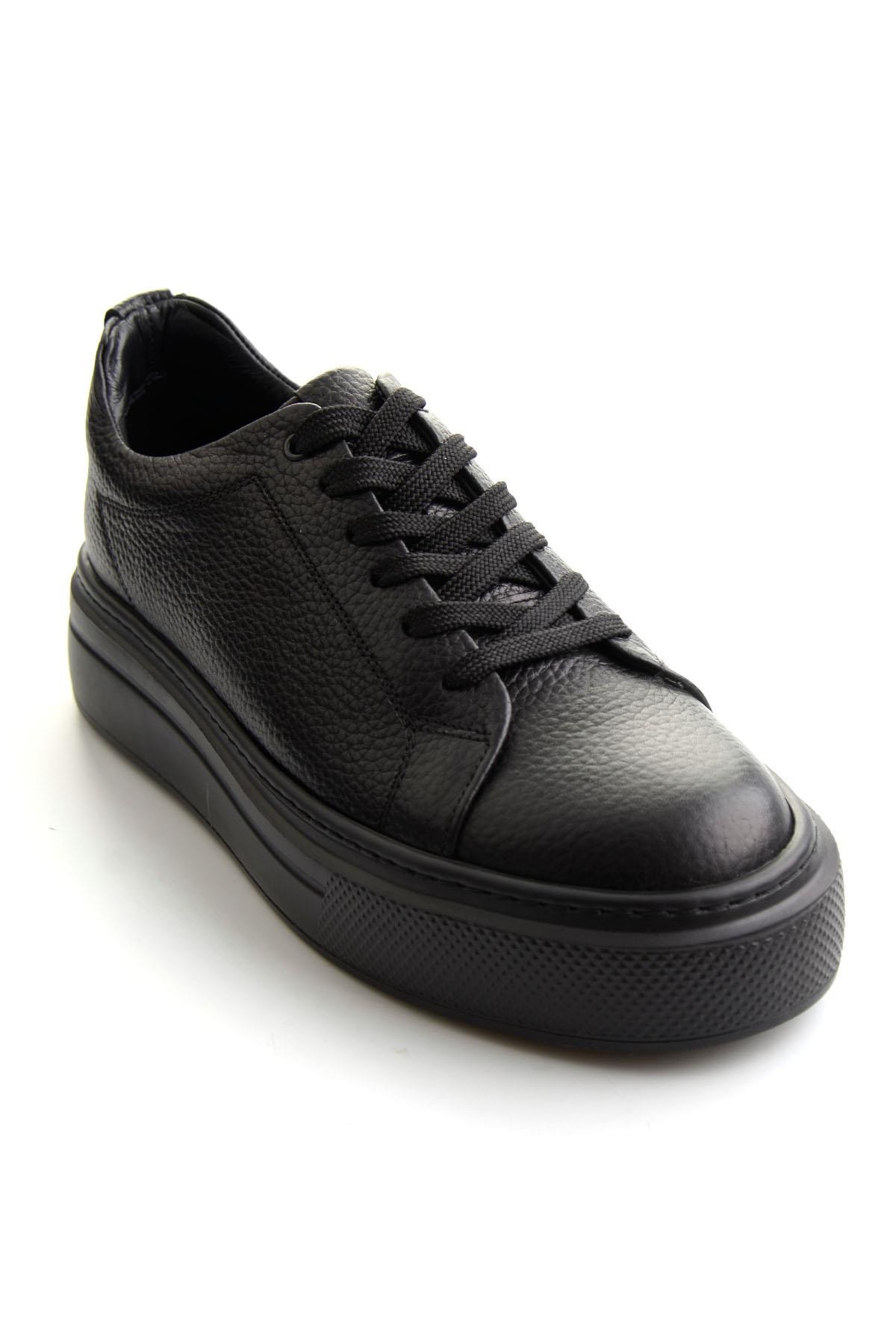 Siyah Floter Hakiki Deri Erkek Sneaker E01089009540