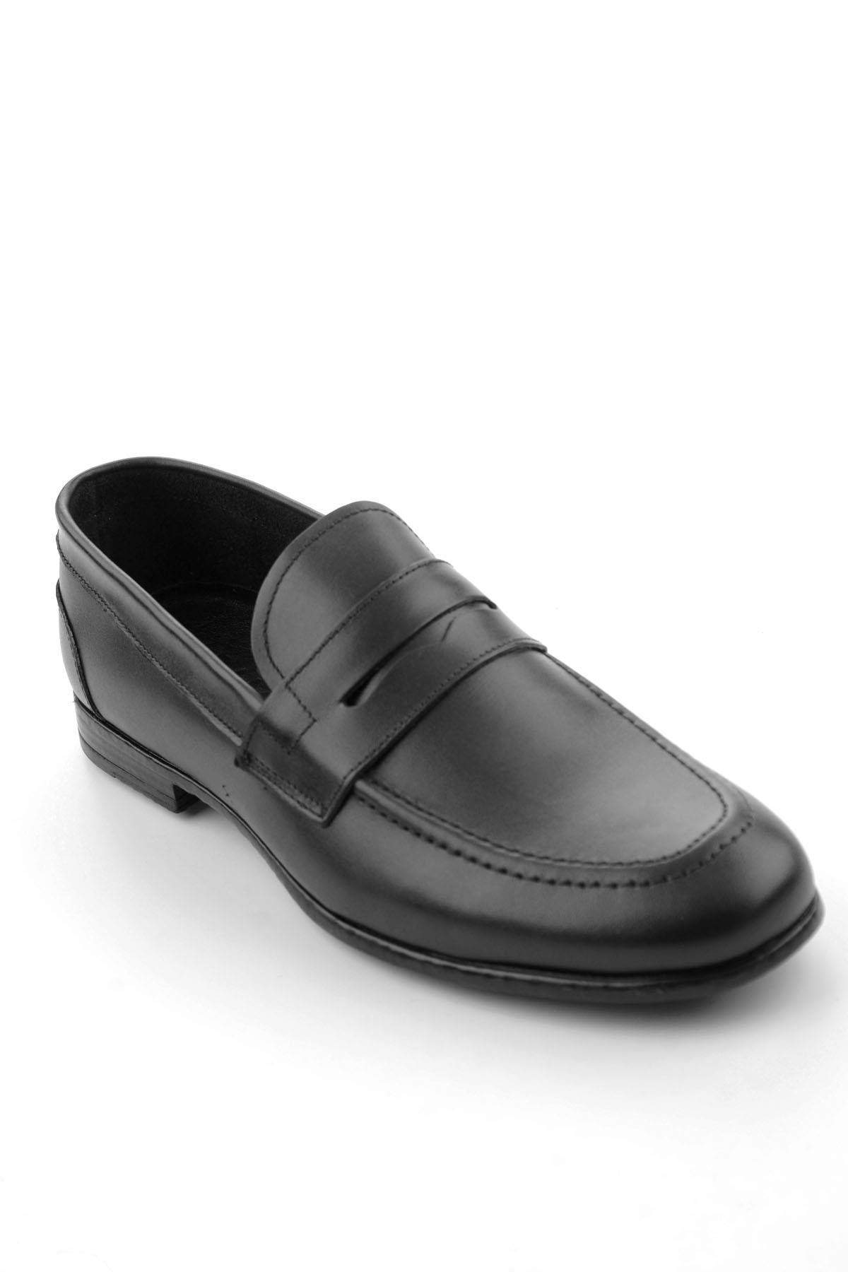 Siyah Hakiki Deri Erkek Loafer Ayakkabı E01549024403