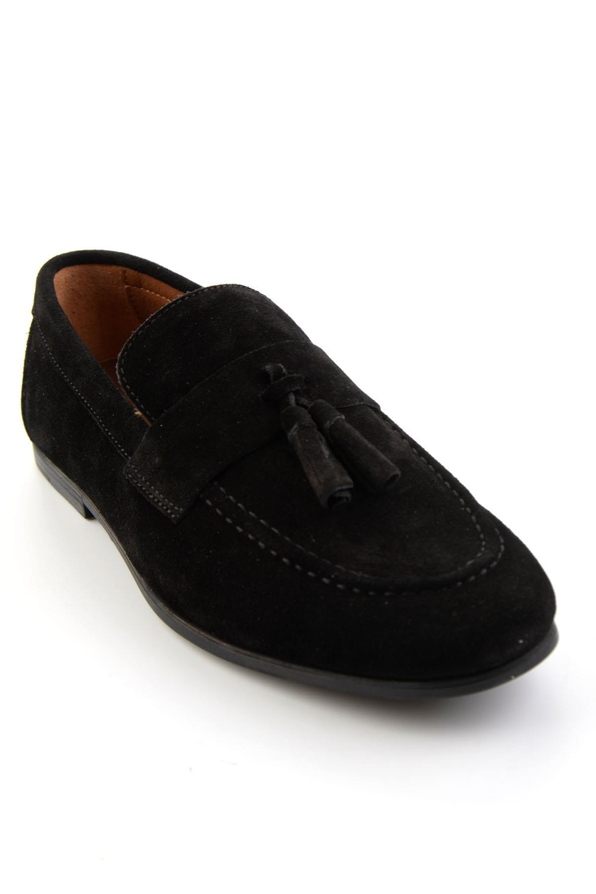 Siyah Hakiki Deri Erkek Loafer Ayakkabı E01594456502