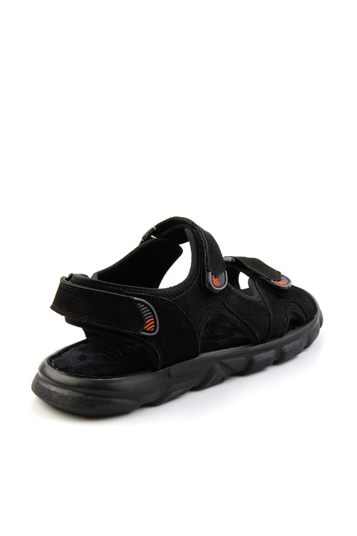 Siyah Hakiki Deri Erkek Sandalet E05078102501