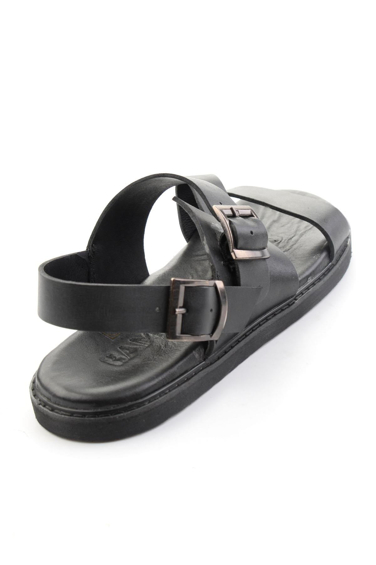 Siyah Hakiki Deri Erkek Sandalet E05557269003