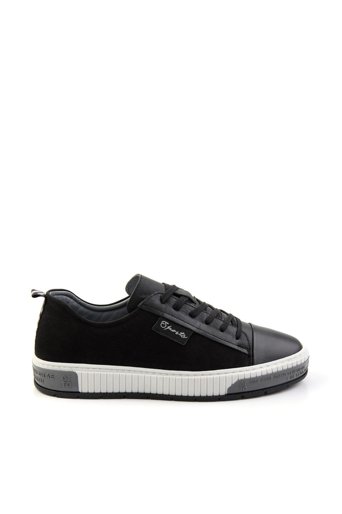 Siyah Hakiki Deri Erkek Sneaker E01018033543