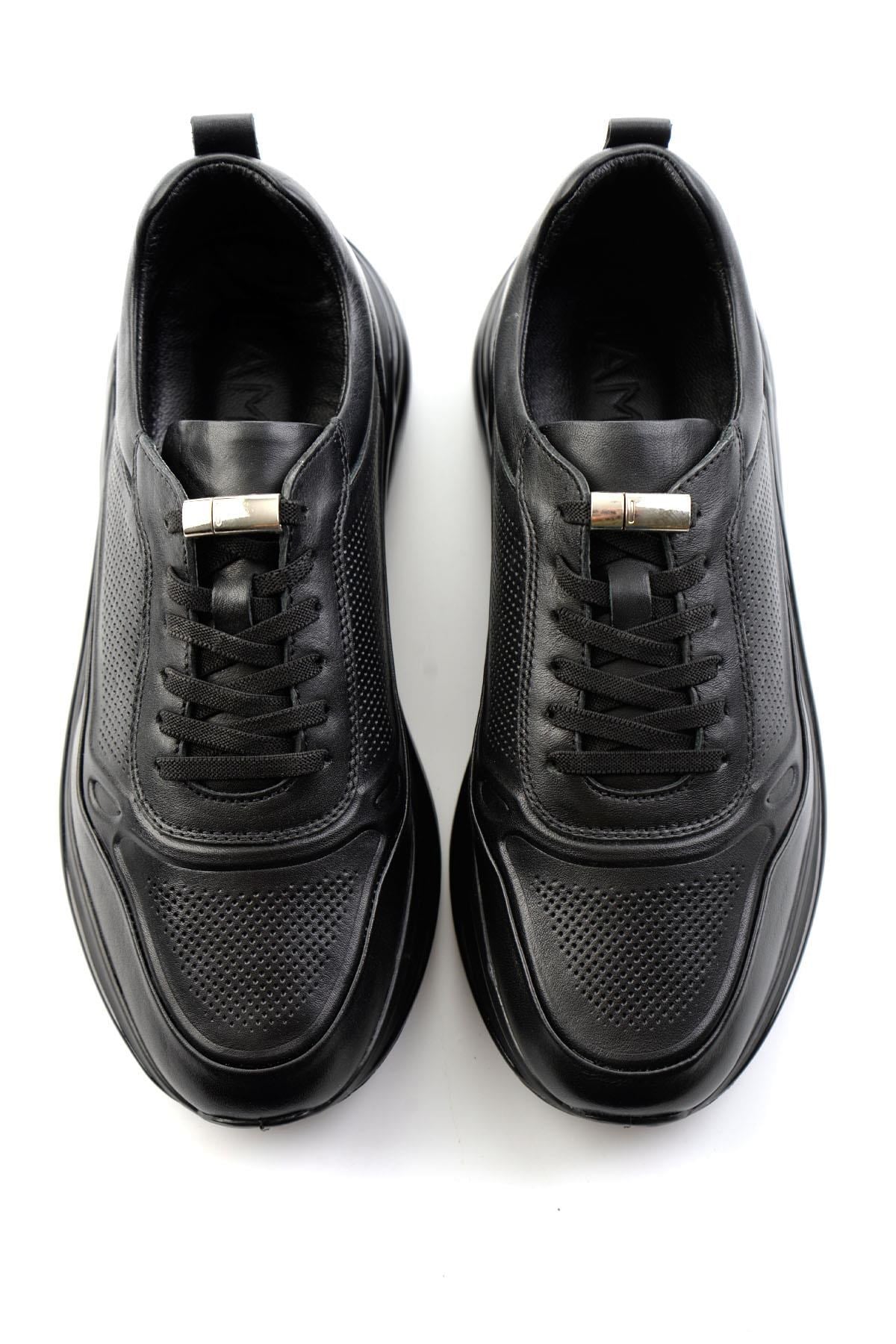 Siyah Hakiki Deri Erkek Sneaker E01018250503
