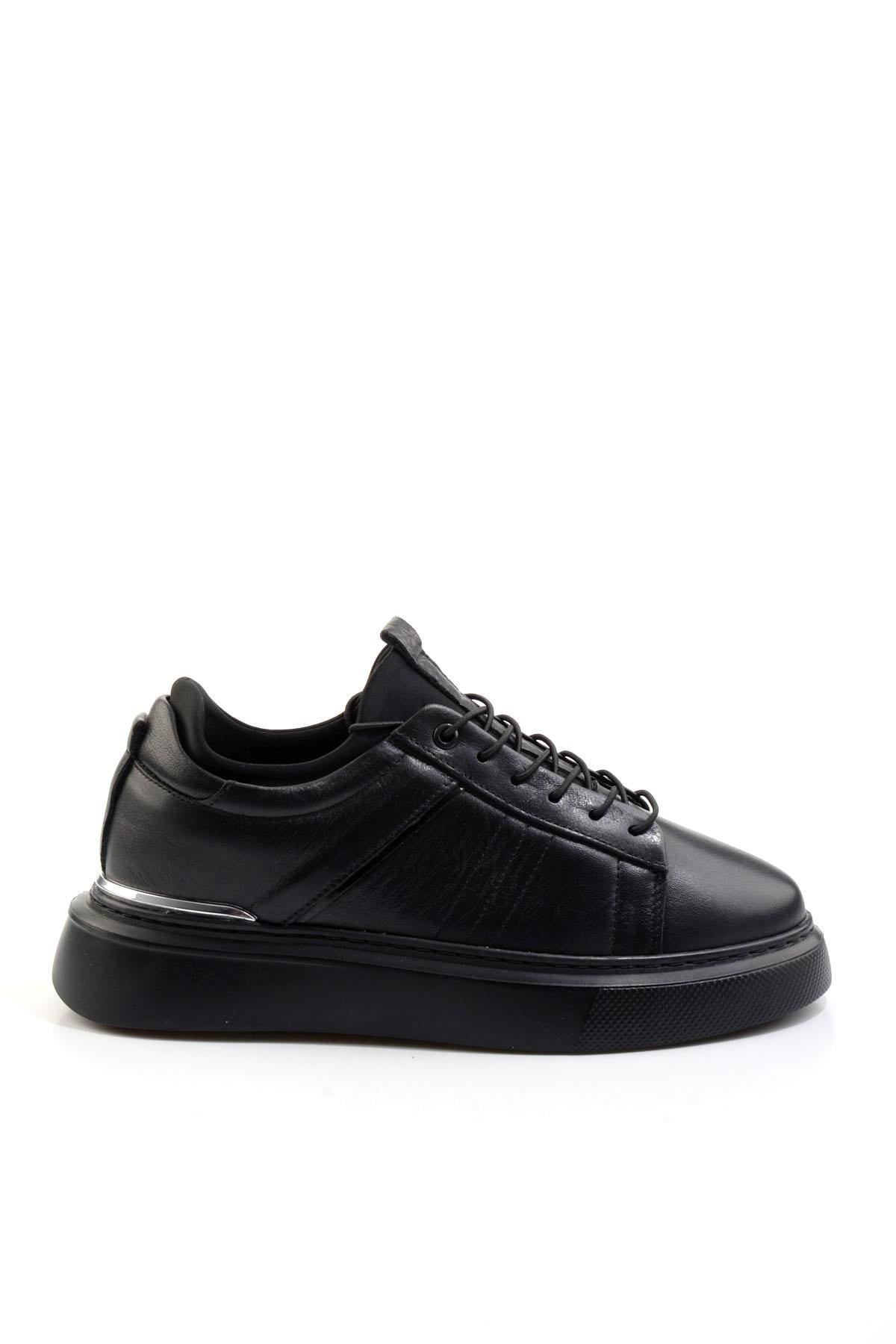 Siyah Hakiki Deri Erkek Sneaker E01082010403