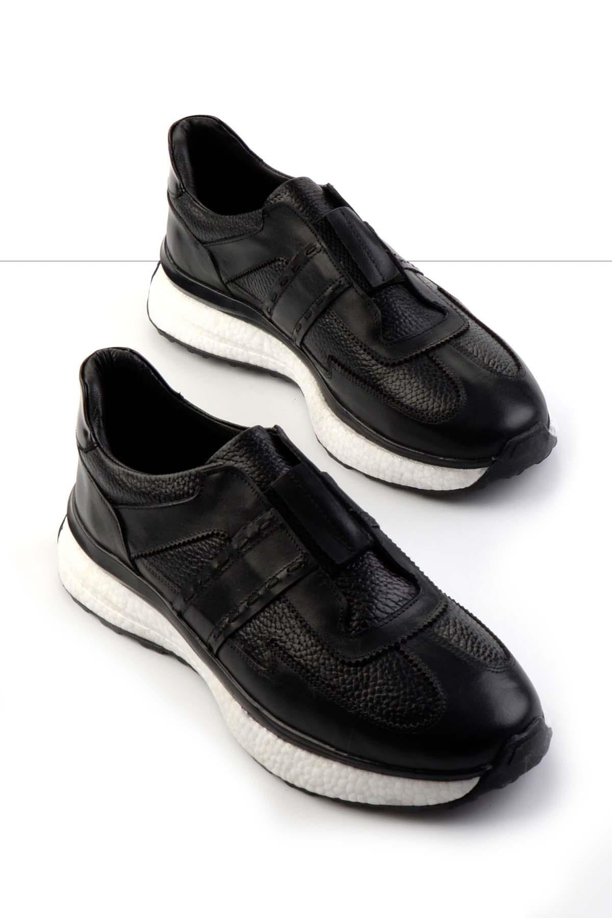 Siyah Hakiki Deri Erkek Sneaker E01310116041