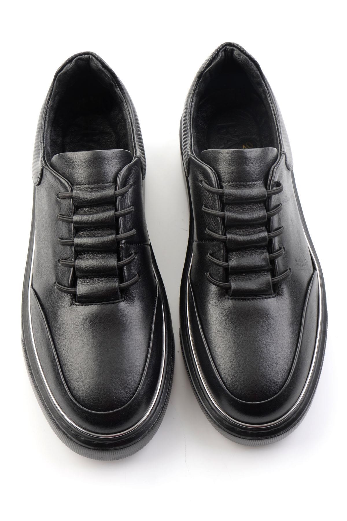 Siyah Hakiki Deri Erkek Sneaker E01585127543