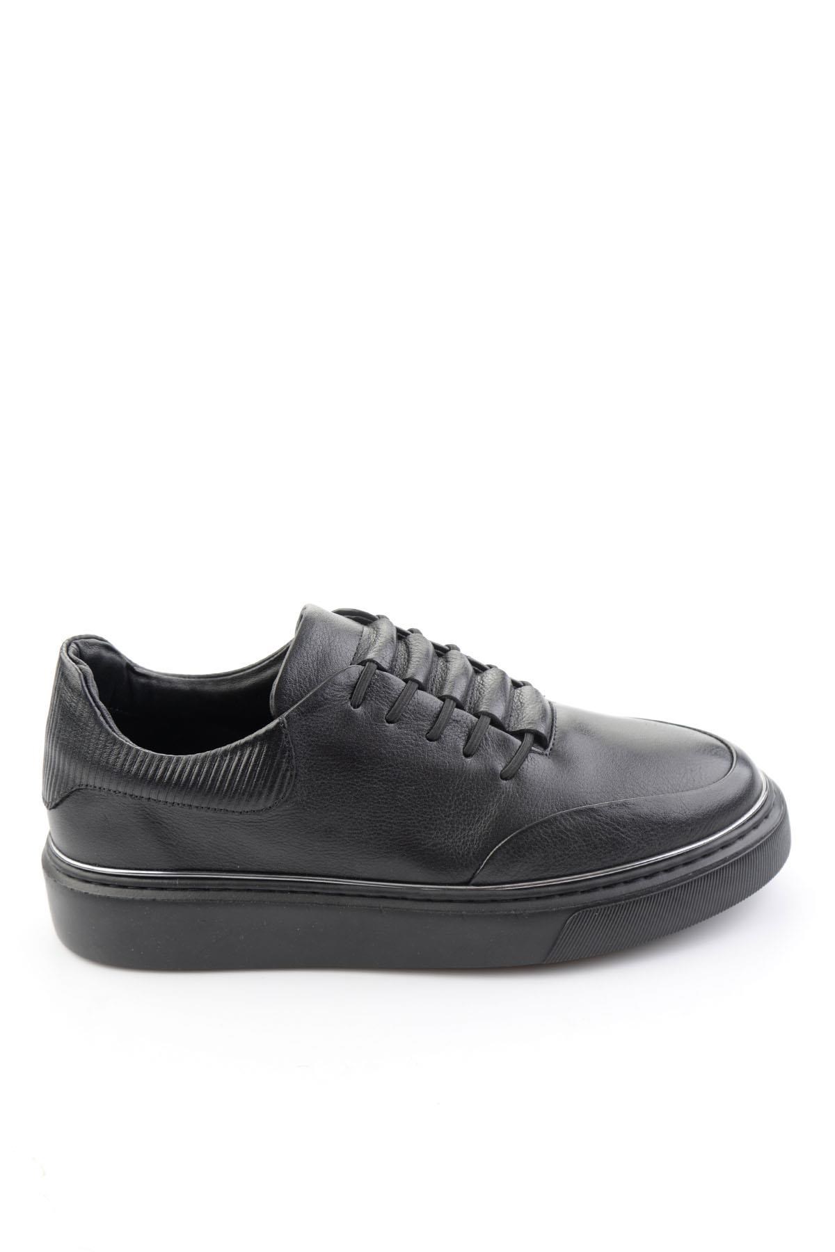 Siyah Hakiki Deri Erkek Sneaker E01585127543