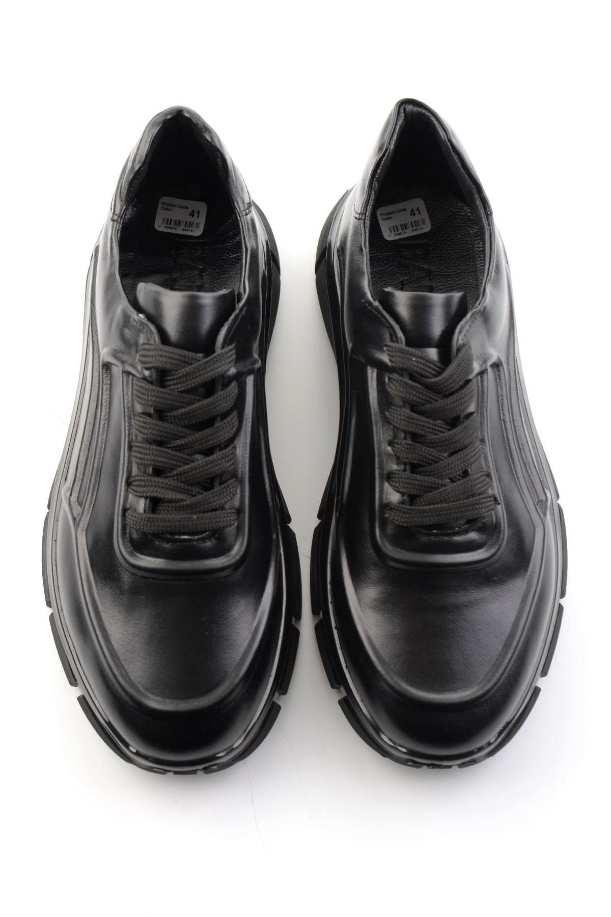 Siyah Hakiki Deri Erkek Sneaker E01736060241