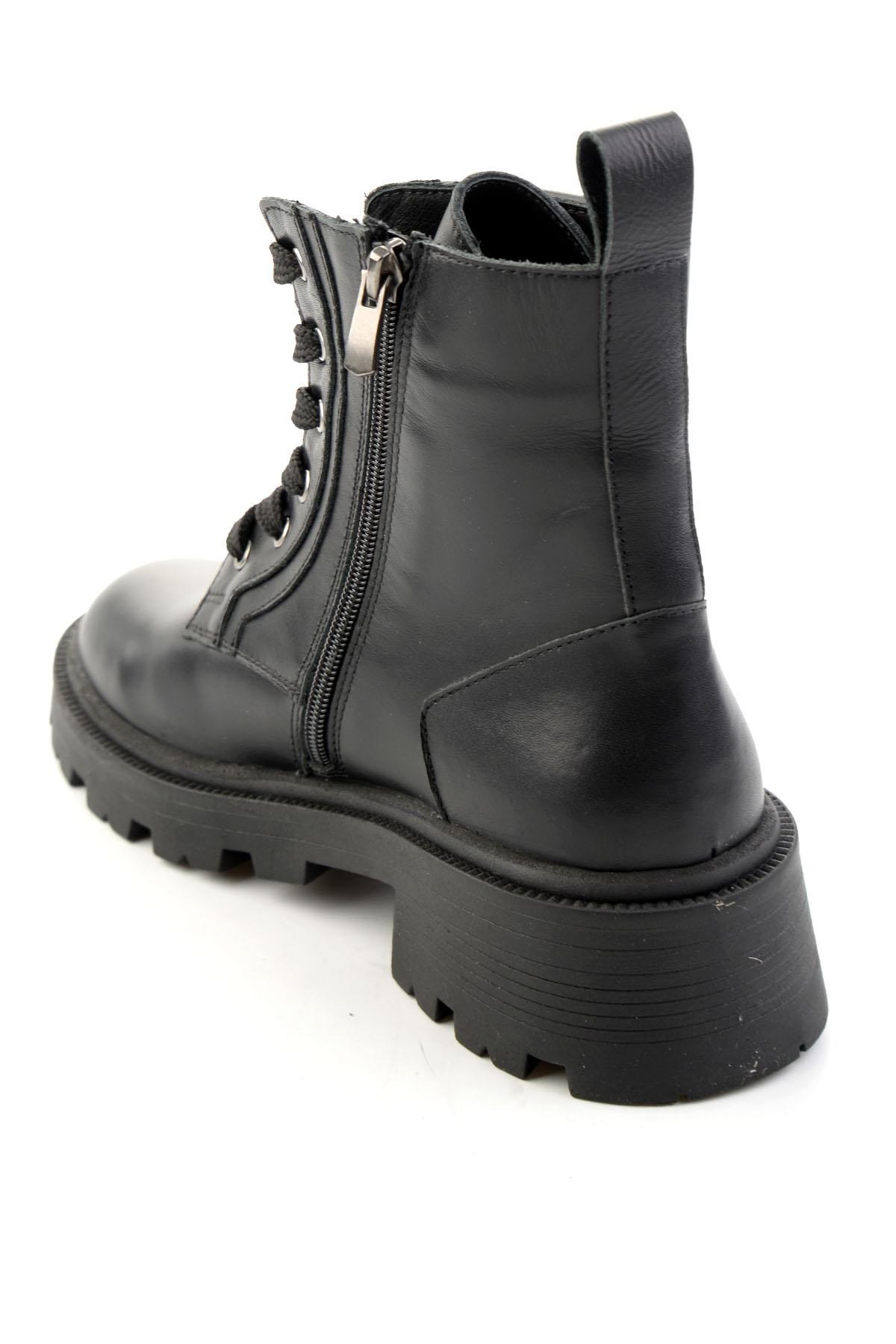 Siyah Hakiki Deri Kadın Bot & Bootie K02521058003