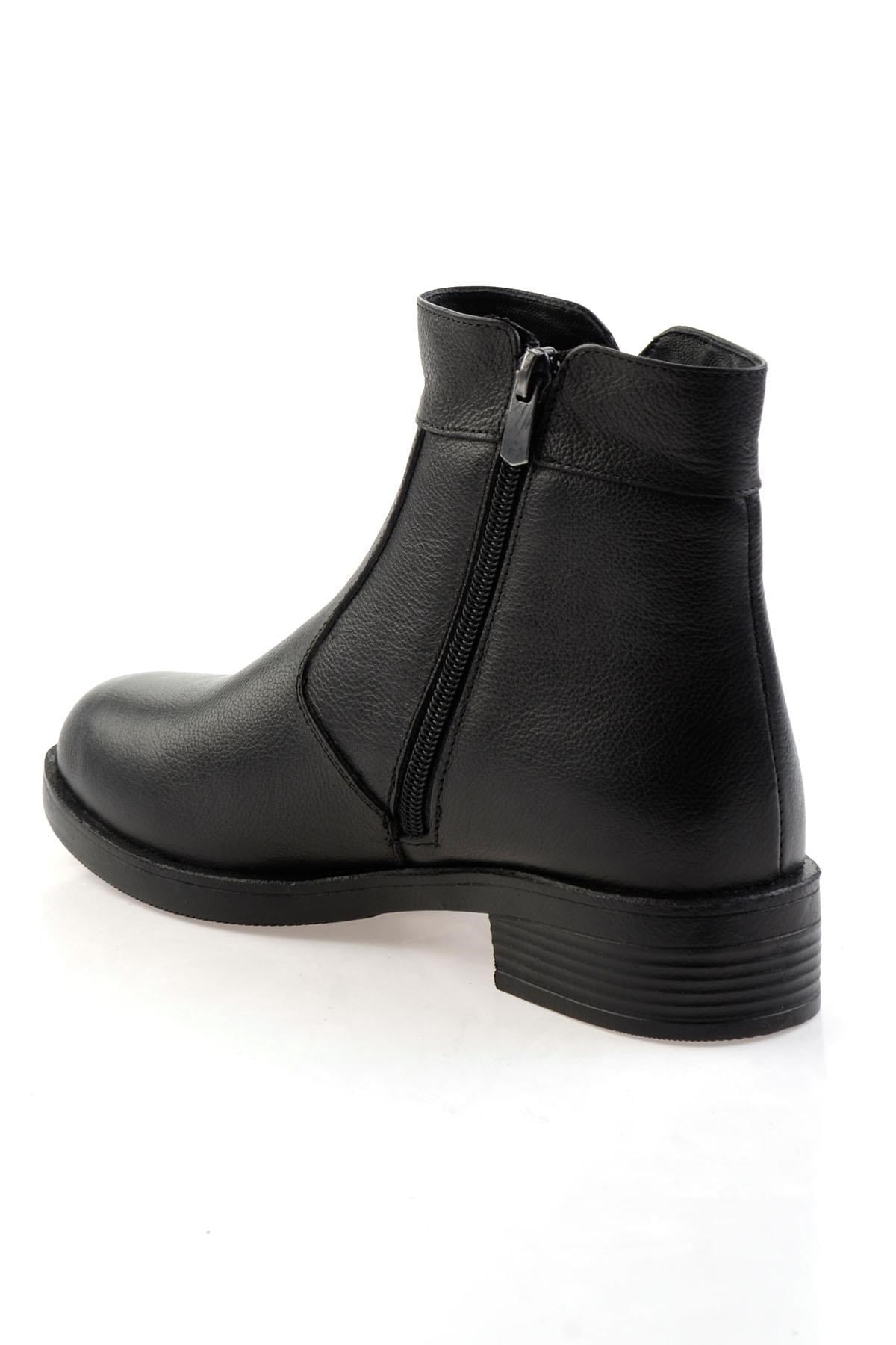 Siyah Hakiki Deri Kadın Bot & Bootie K02286001303
