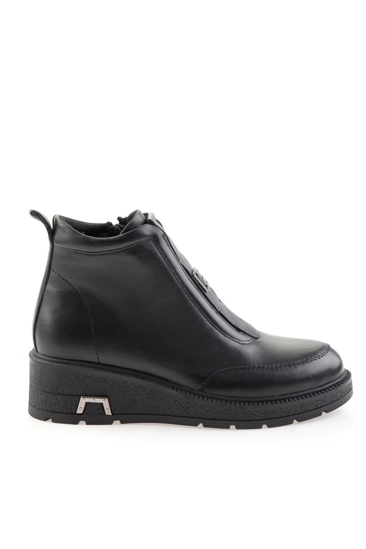 Siyah Hakiki Deri Kadın Bot & Bootie K02717251703