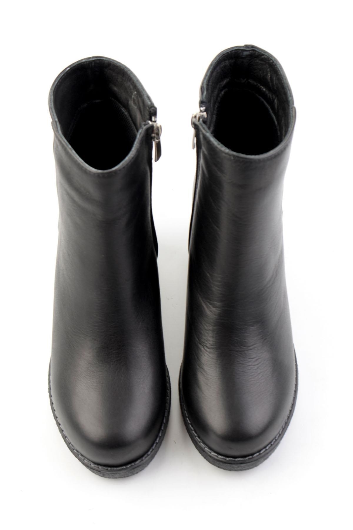 Siyah Hakiki Deri Kadın Bot & Bootie K02586666603