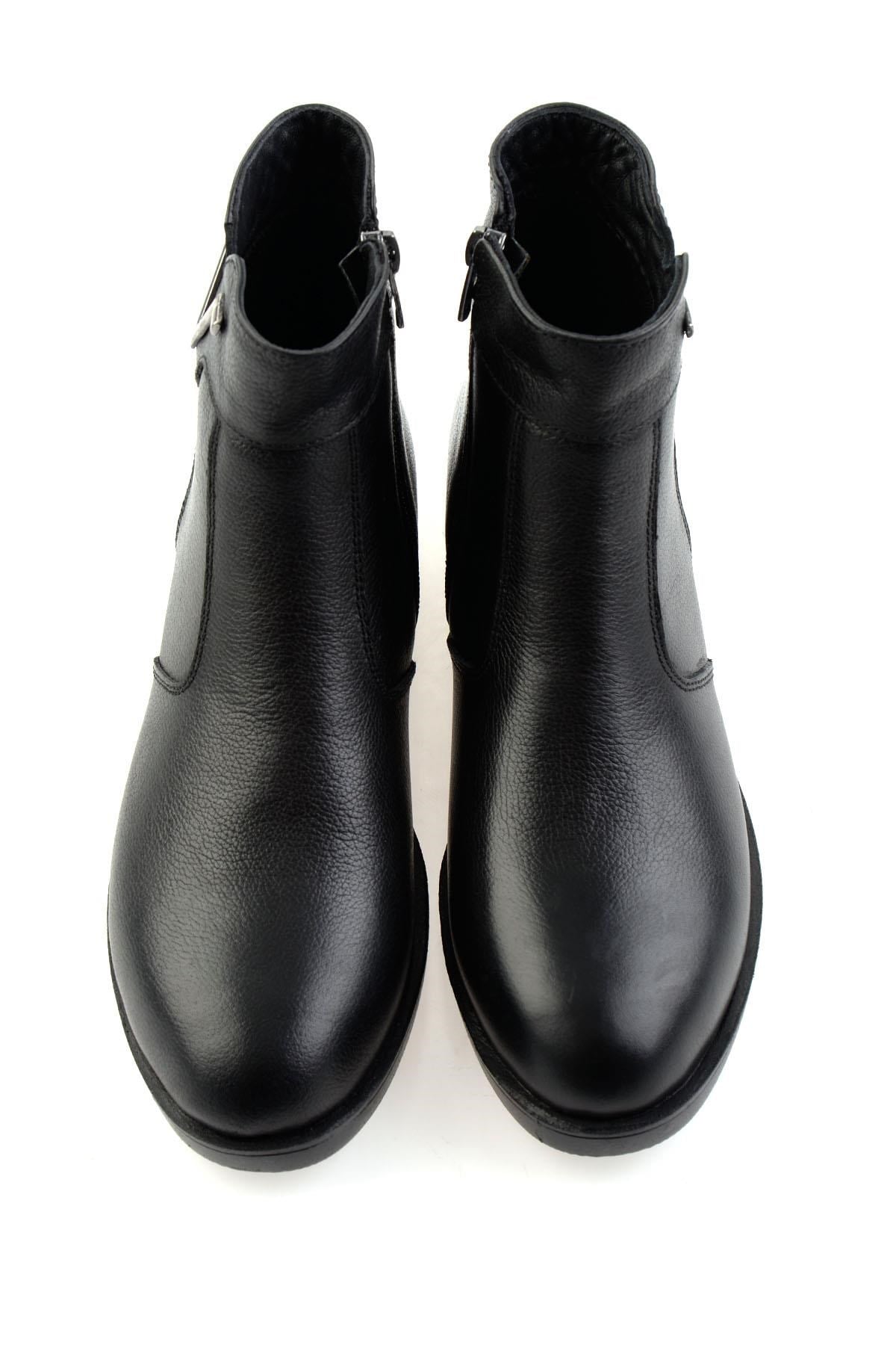 Siyah Hakiki Deri Kadın Bot & Bootie K02286001303
