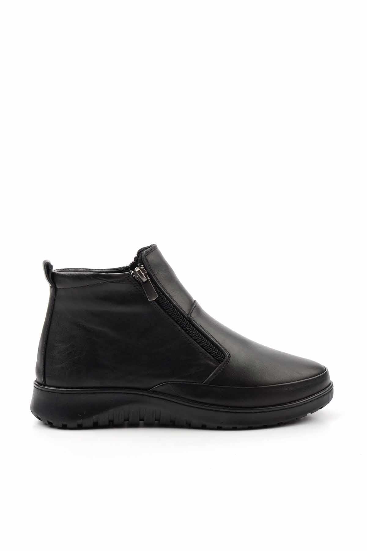 Siyah Hakiki Deri Kadın Bot & Bootie K02331190003