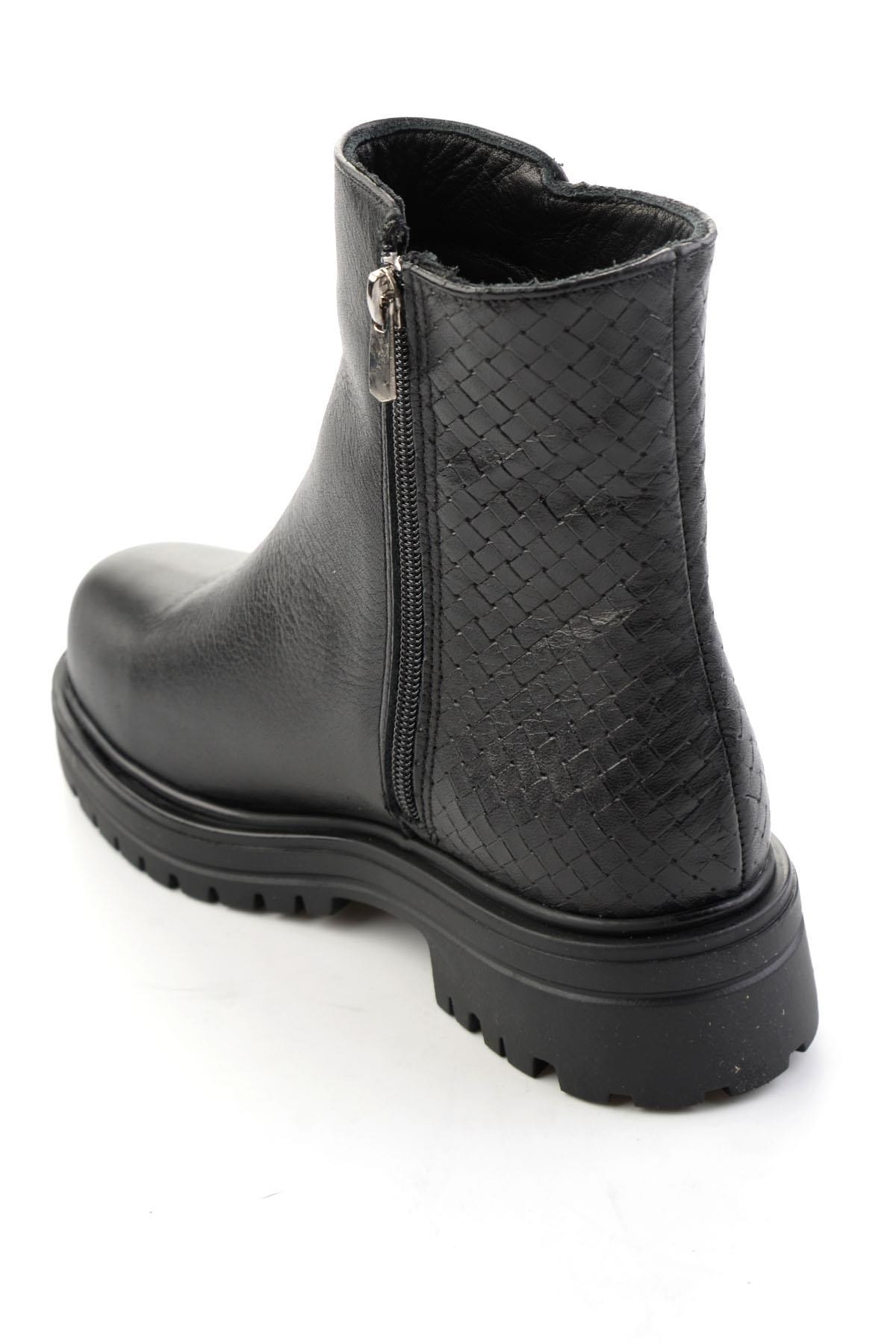 Siyah Hakiki Deri Kadın Bot & Bootie K02586777703
