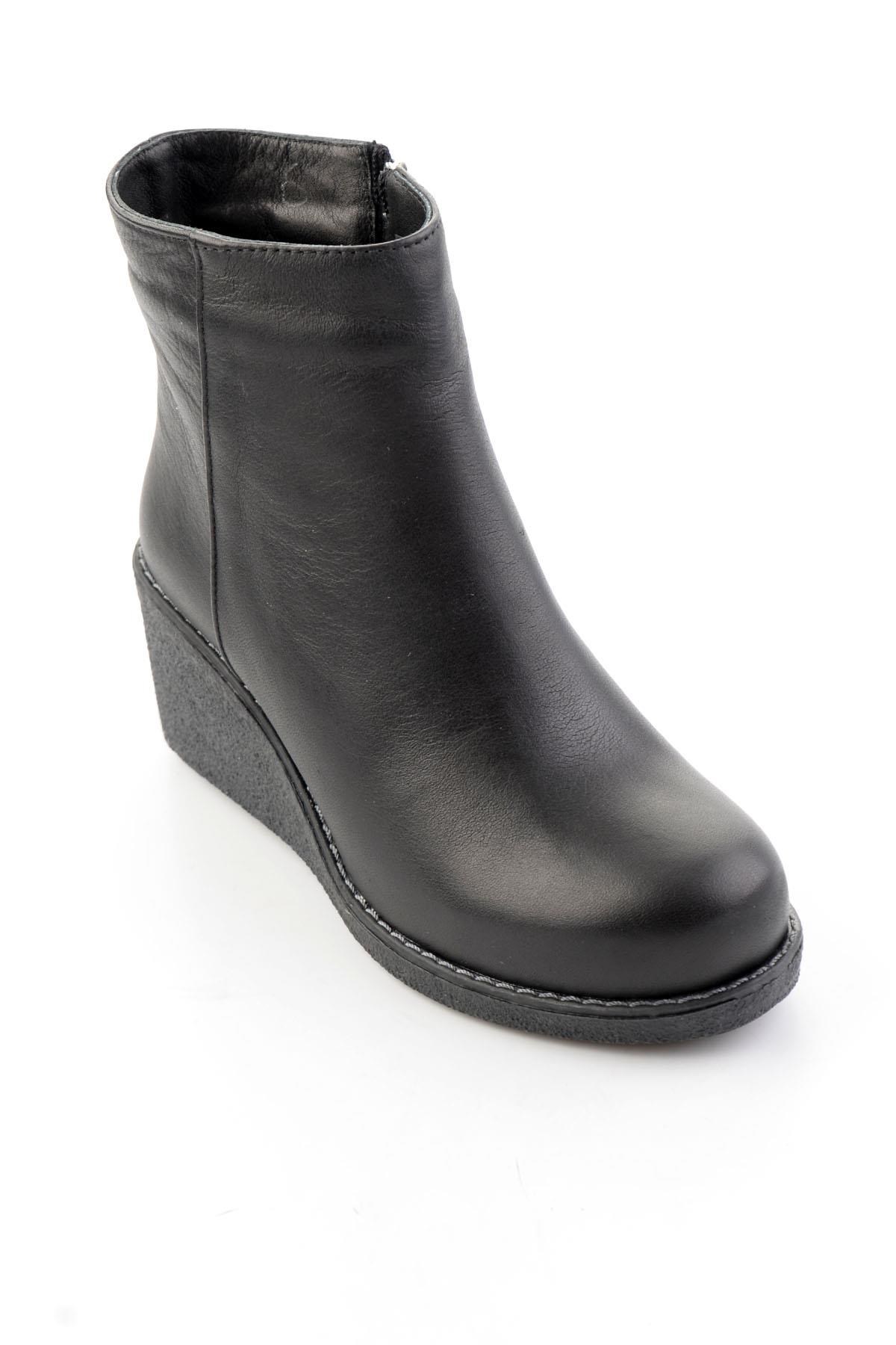 Siyah Hakiki Deri Kadın Bot & Bootie K02586666603
