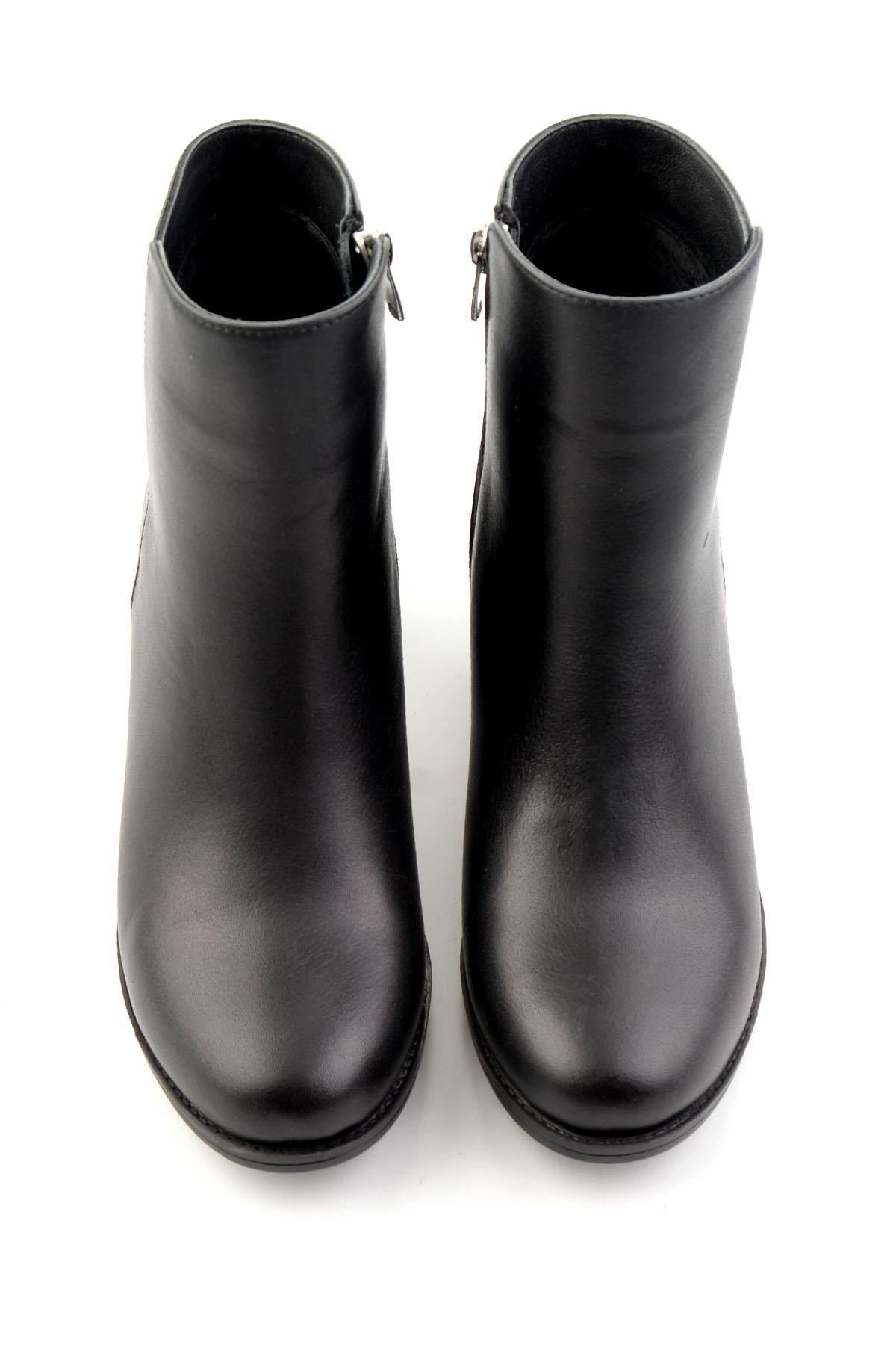 Siyah Hakiki Deri Kadın Bot & Bootie K02208291903
