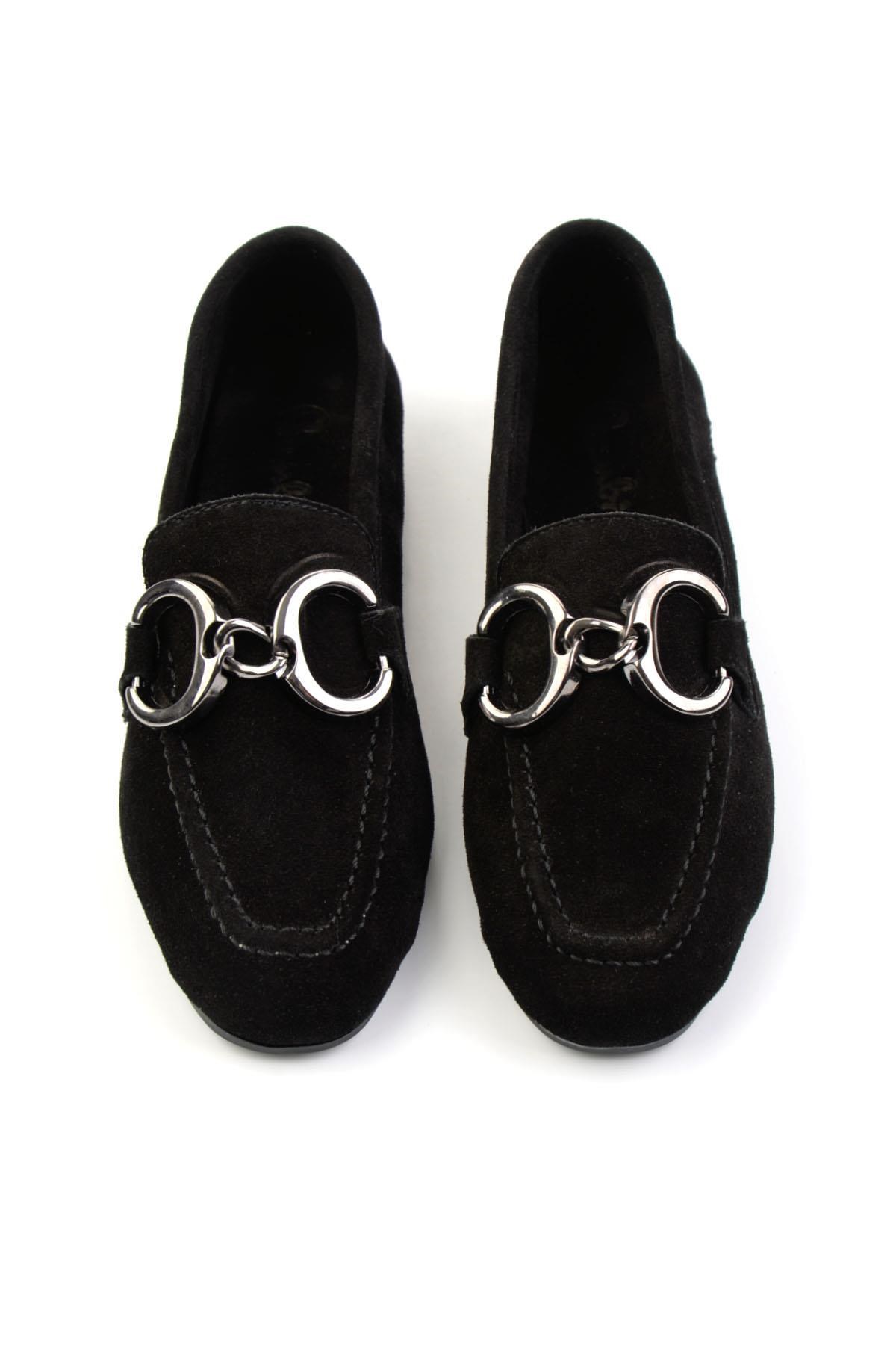 Siyah Hakiki Deri Kadın Loafer Ayakkabı K01763771002