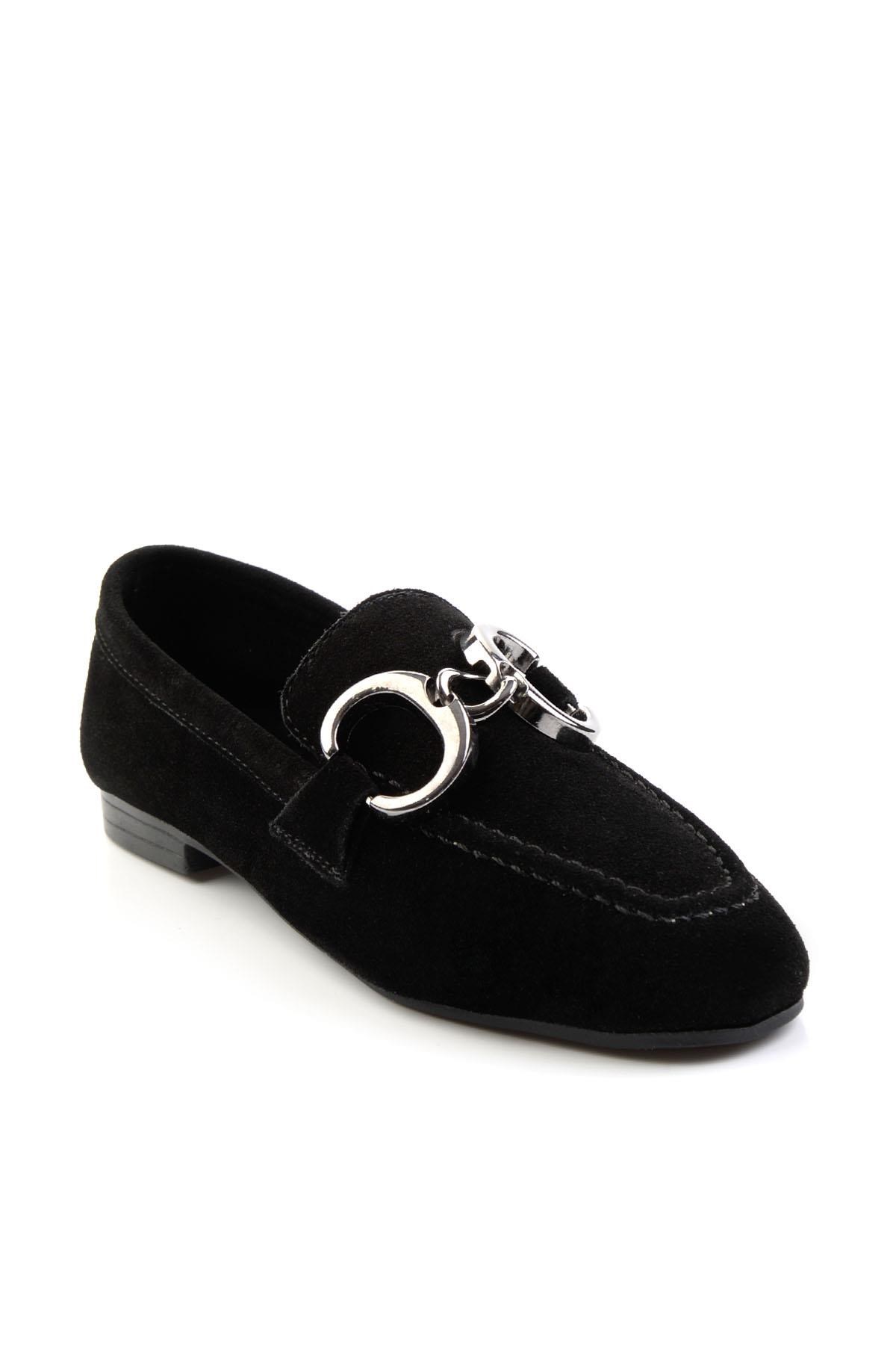 Siyah Hakiki Deri Kadın Loafer Ayakkabı K01763771002