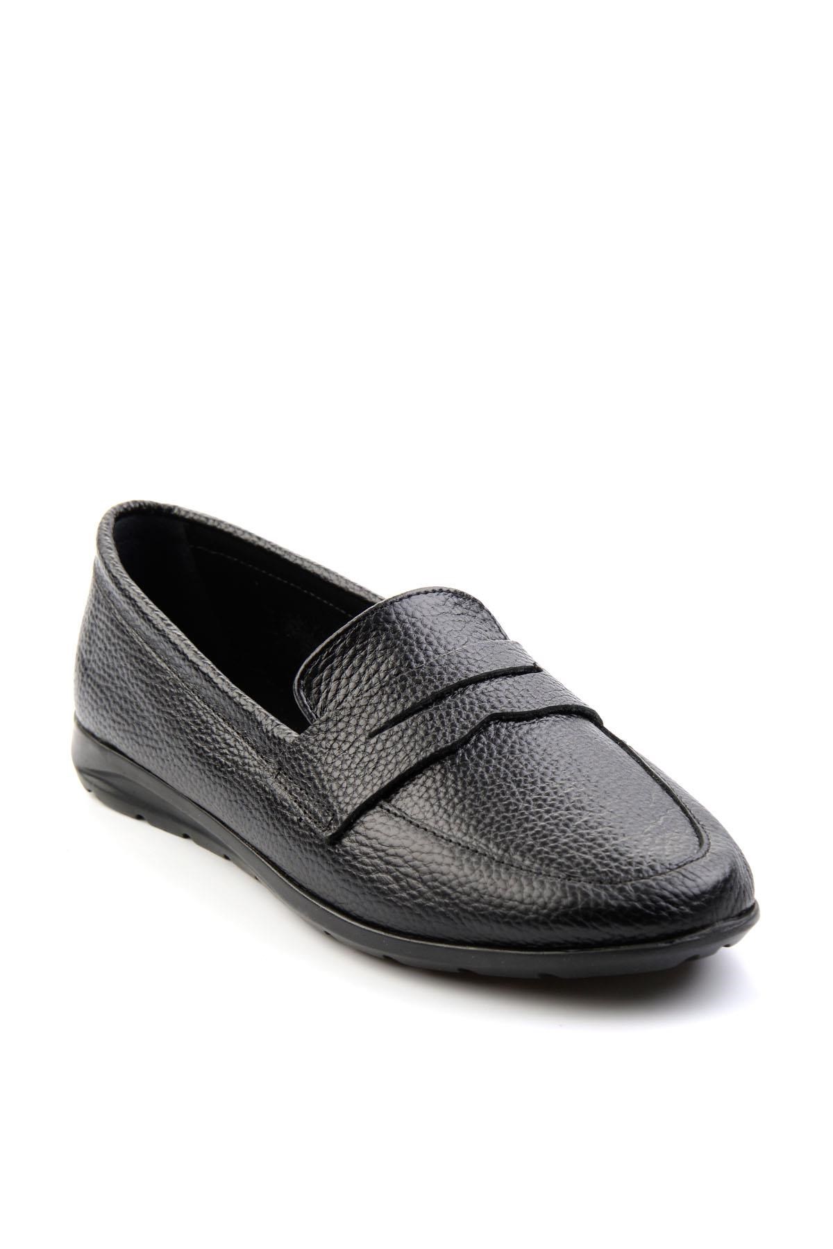 Siyah Hakiki Deri Kadın Loafer Ayakkabı K01718110303