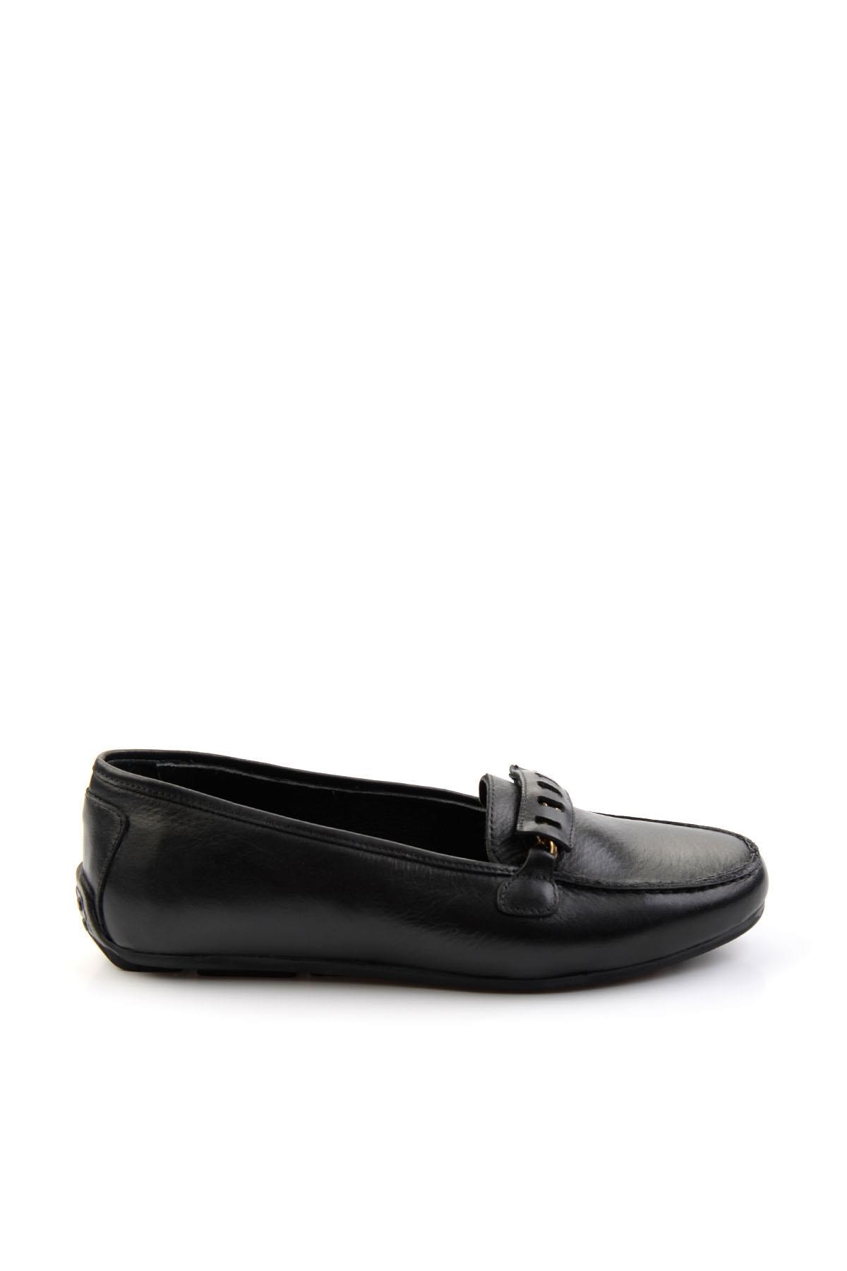 Siyah Hakiki Deri Kadın Loafer Ayakkabı K01087230403