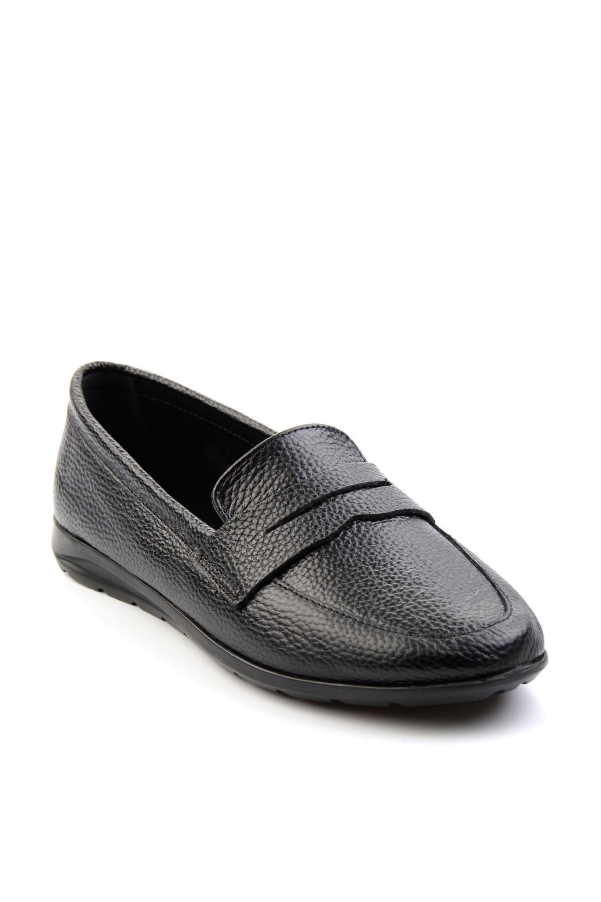 Siyah Hakiki Deri Kadın Loafer Ayakkabı K01718110303