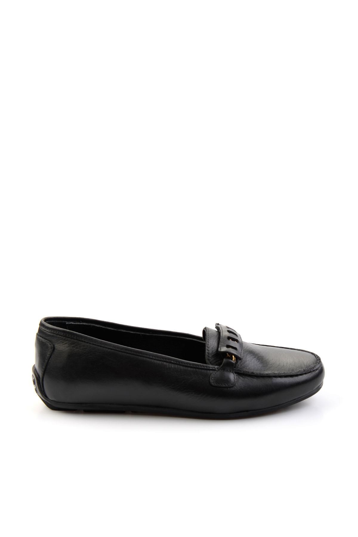 Siyah Hakiki Deri Kadın Loafer Ayakkabı K01087230403