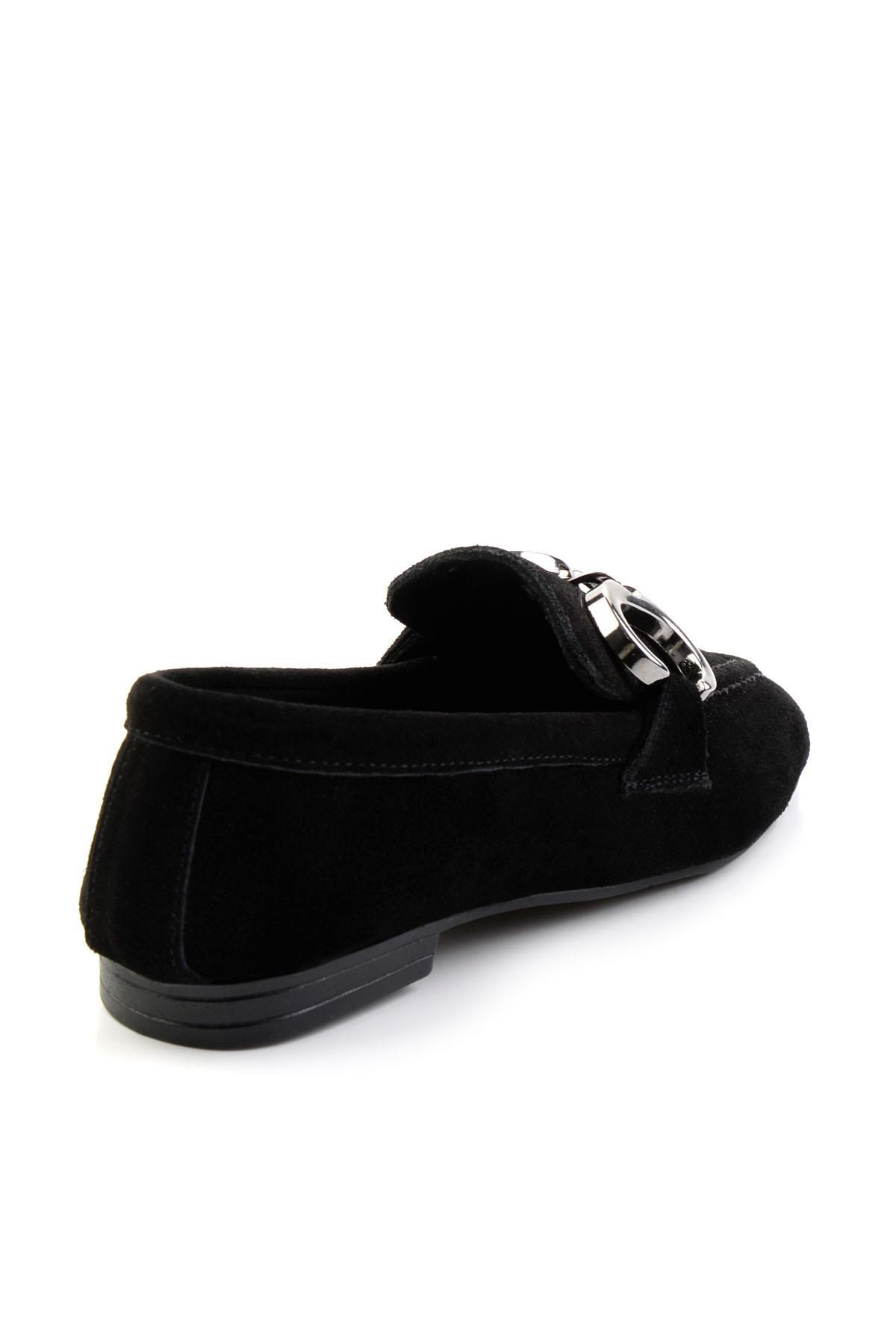 Siyah Hakiki Deri Kadın Loafer Ayakkabı K01763771002