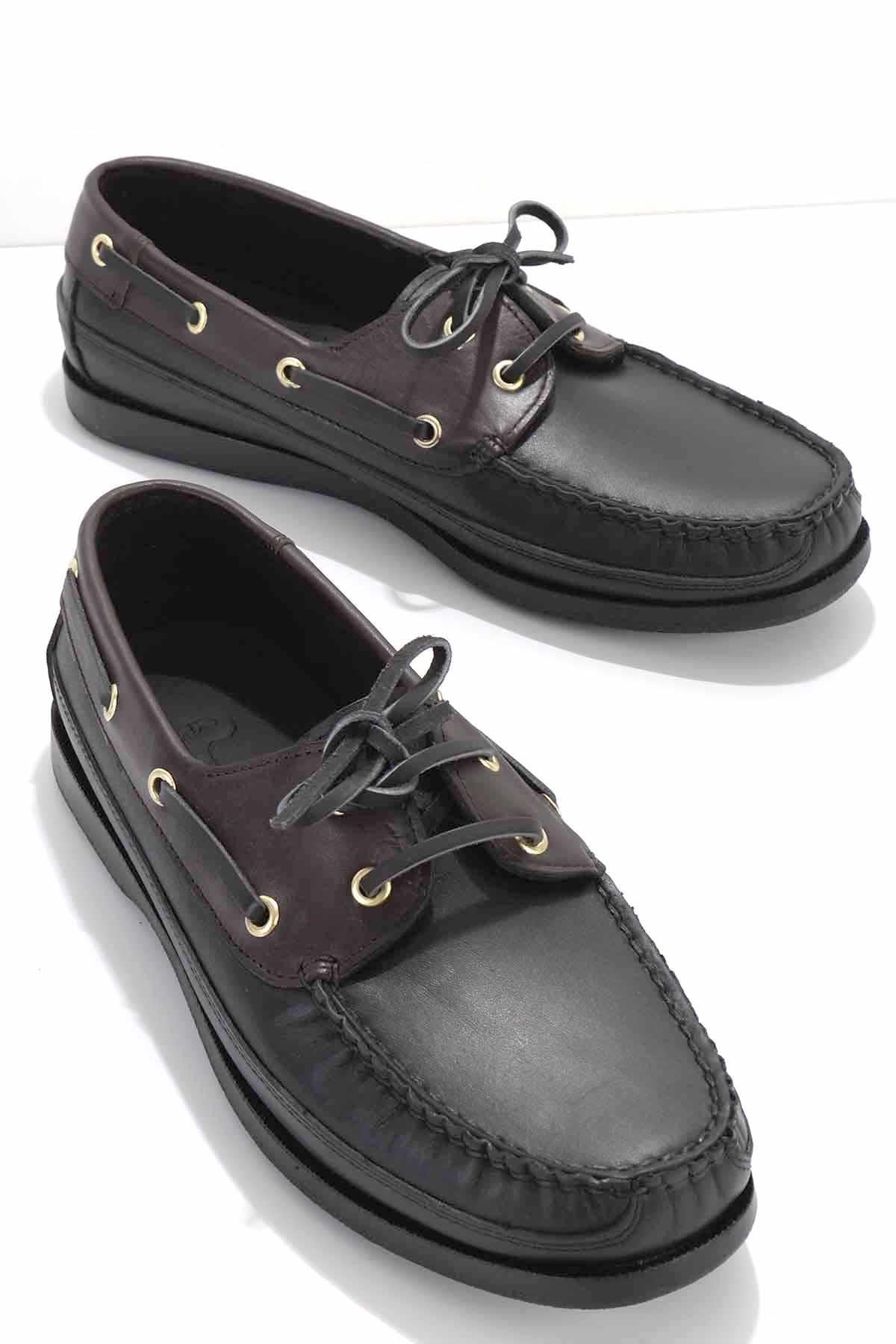 Siyah Kahve Hakiki Deri Erkek Casual Ayakkabı E01830110003