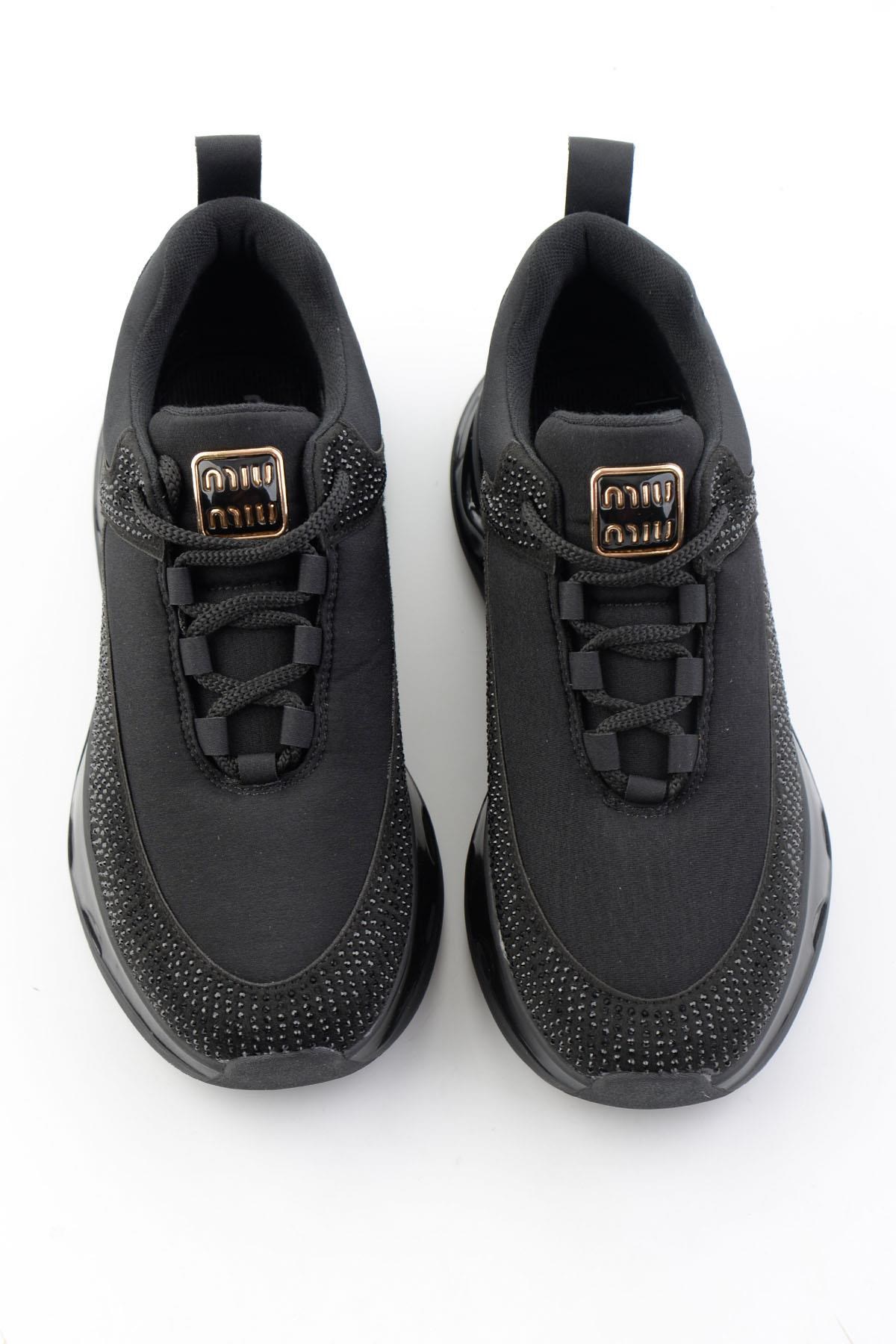 Siyah Mat Saten  Kadın Sneaker K01228091920