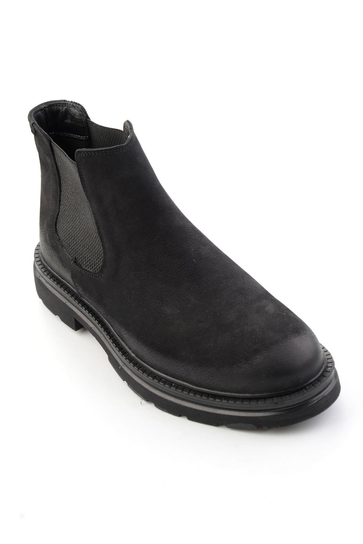 Siyah Nubuk Hakiki Deri Erkek Bot & Bootie E02089009401