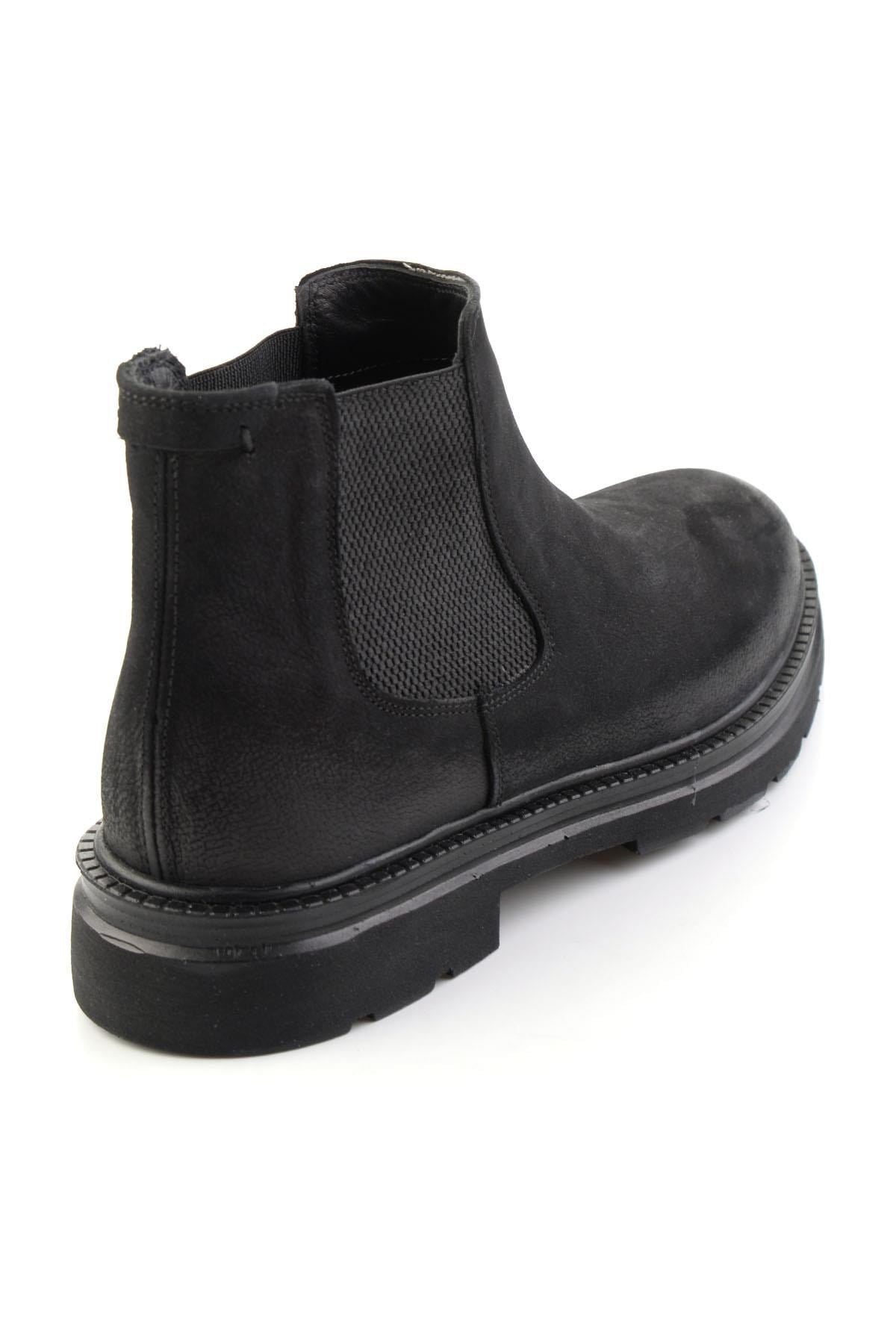Siyah Nubuk Hakiki Deri Erkek Bot & Bootie E02089009401