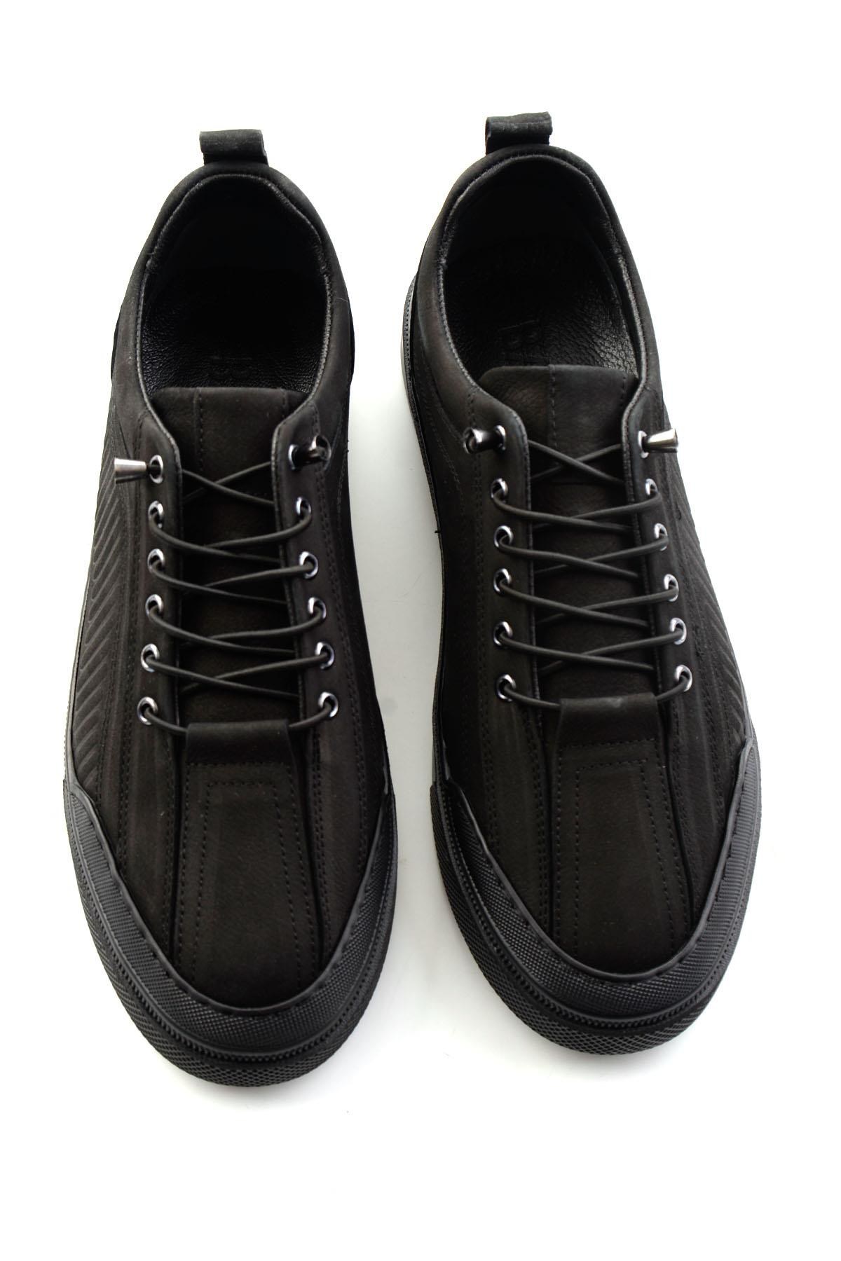 Siyah Nubuk Hakiki Deri Erkek Sneaker E01438096001