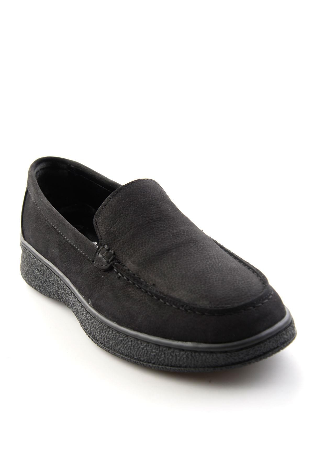 Siyah Nubuk Hakiki Deri Kadın Loafer Ayakkabı K01007979401