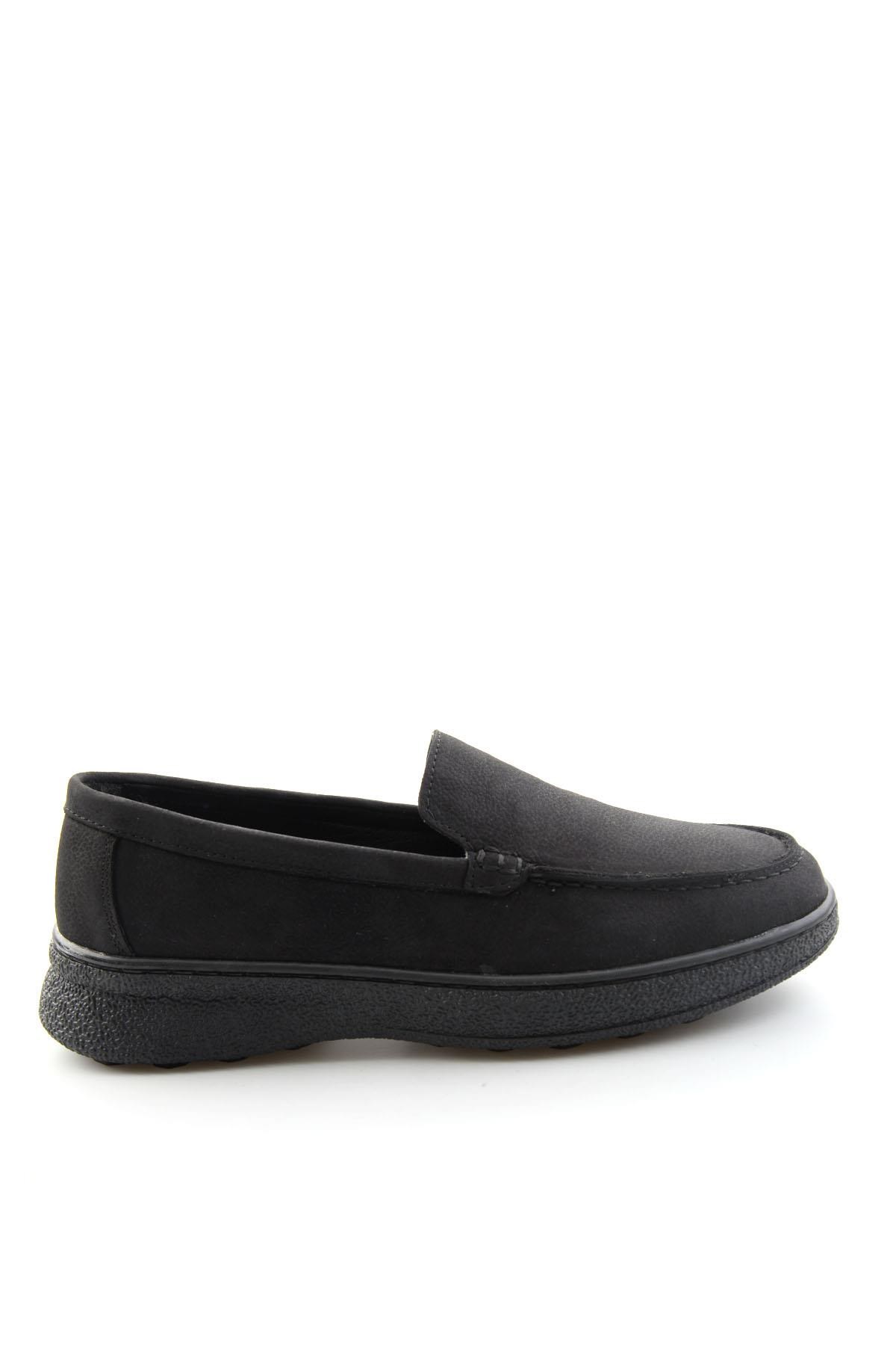 Siyah Nubuk Hakiki Deri Kadın Loafer Ayakkabı K01007979401